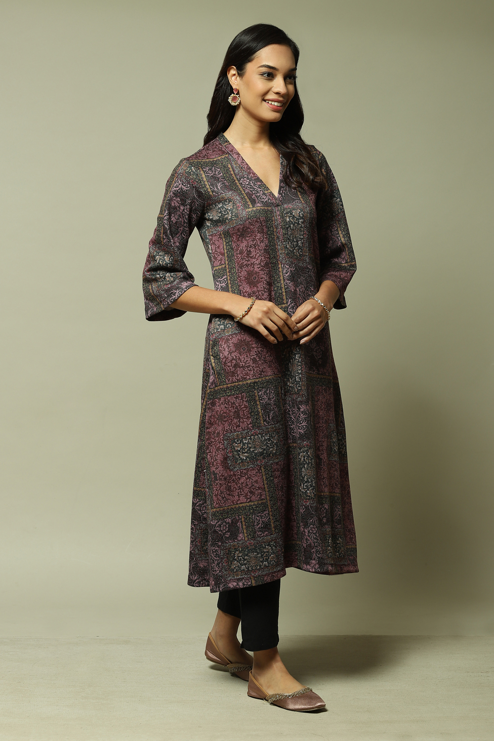 Oil Pink Straight Printed Kurta image number 2