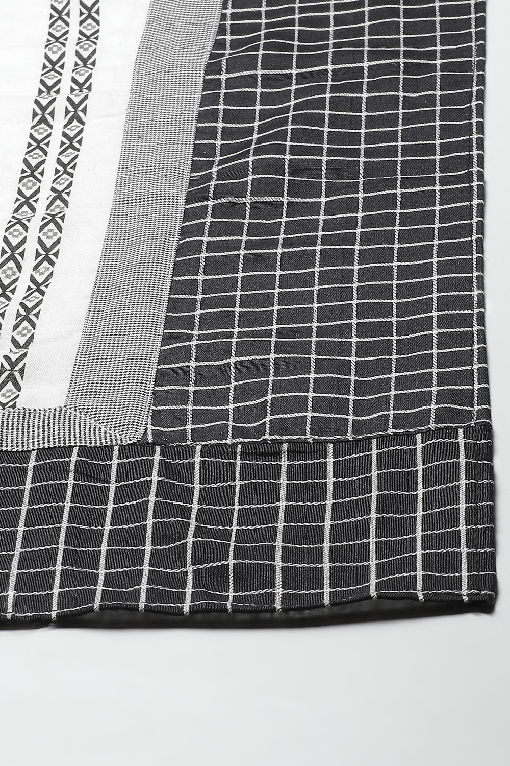 White Cotton Handloom Unstitched Suit Set image number 2
