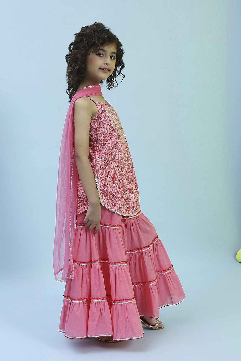 Pink Cotton Printed Strappy Suit Set image number 5