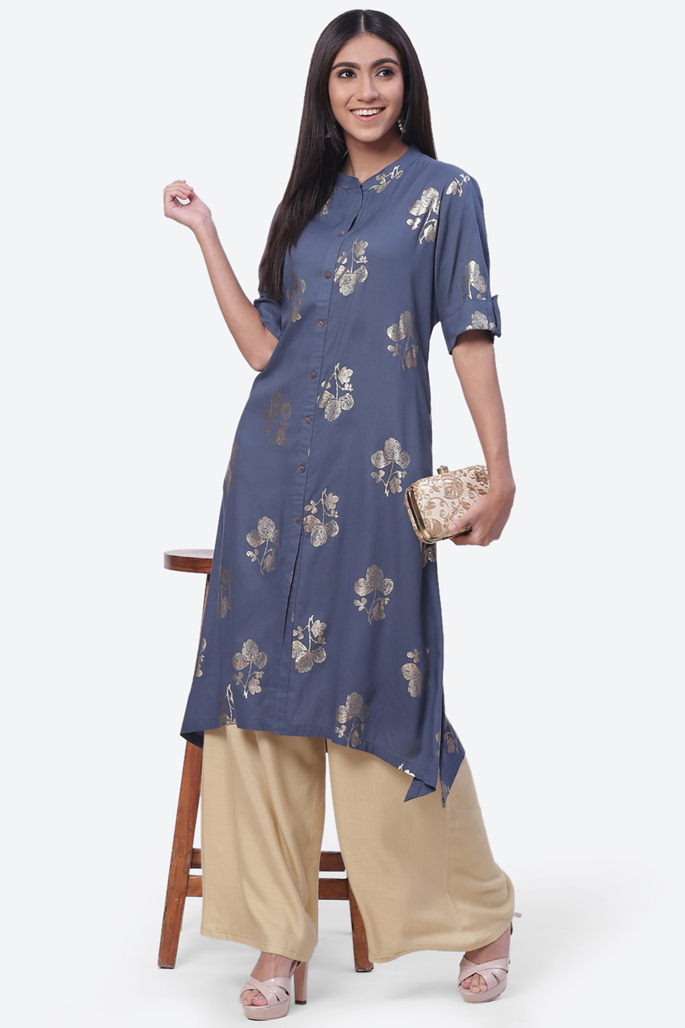 Fuchsia Rayon Asymmetric Kurta image number 5