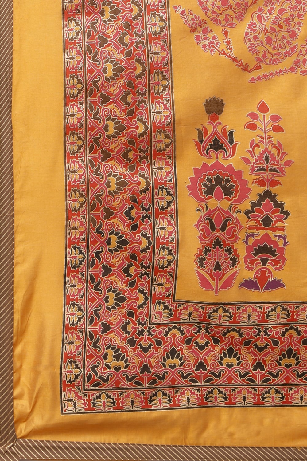 Brown Cotton Blend Digital Print Unstitched Suit Set image number 2