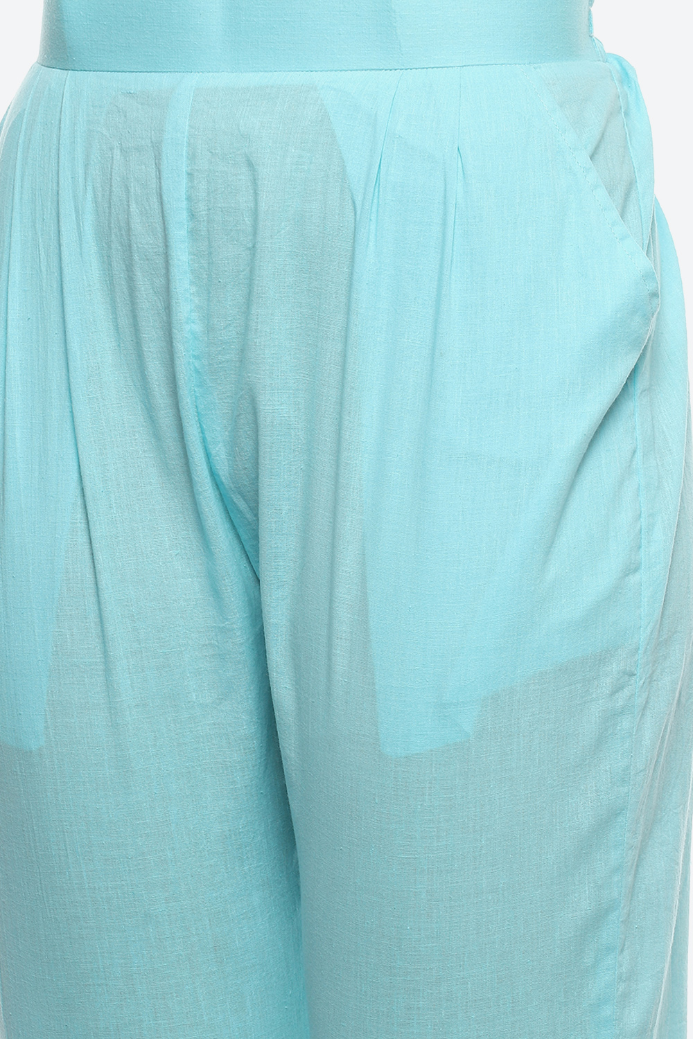 Turquoise Cotton Blend Unstitched Suit Set image number 2