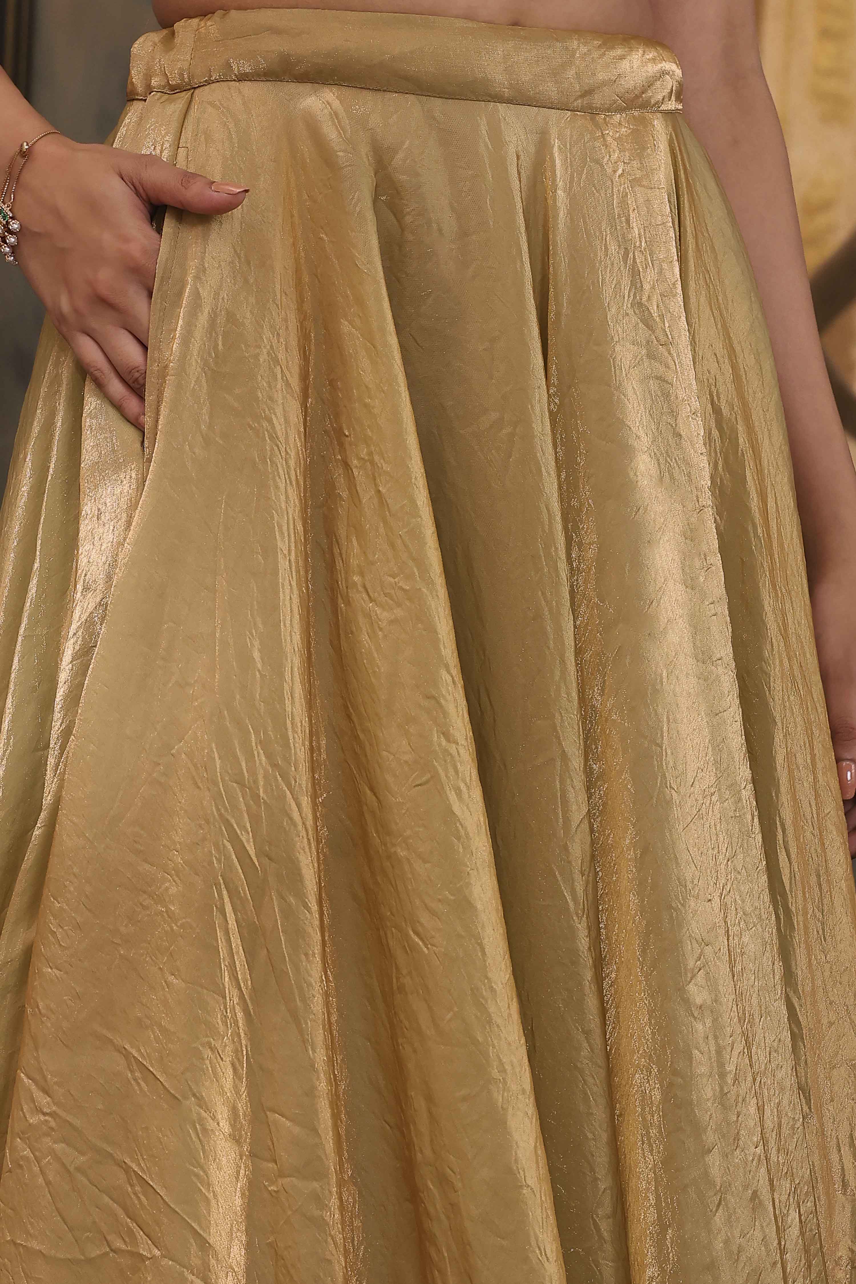 Gold Art Silk Regular Lehenga Set image number 2