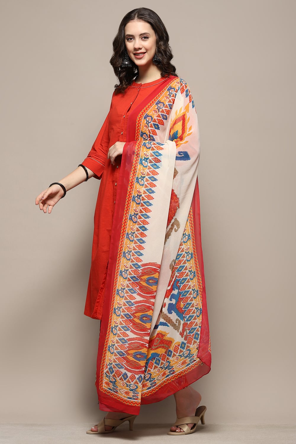 Charcoal Grey Cotton Pleated Kalidar Suit Set image number 5