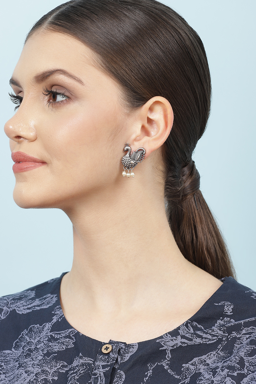 Silver Oxidised Earrings image number 3