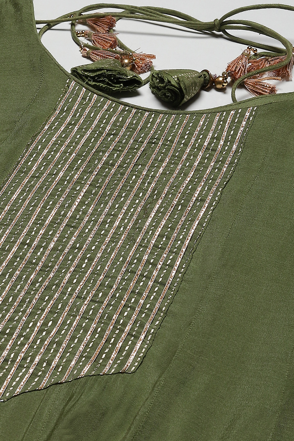 Green Art Silk Flared 2 Piece Set image number 1