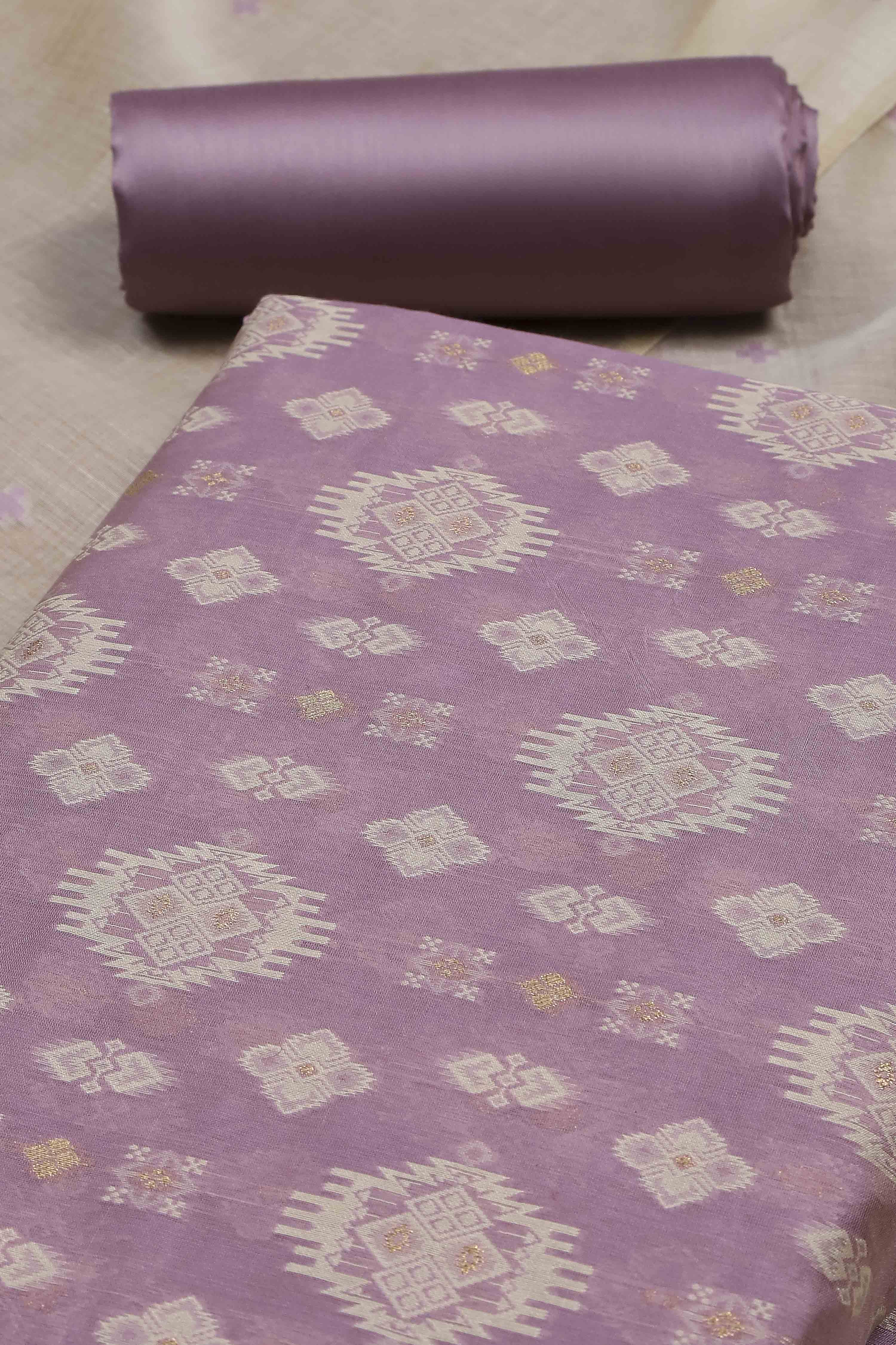 Green Cotton Jamdani Unstitched Suit Set image number 1