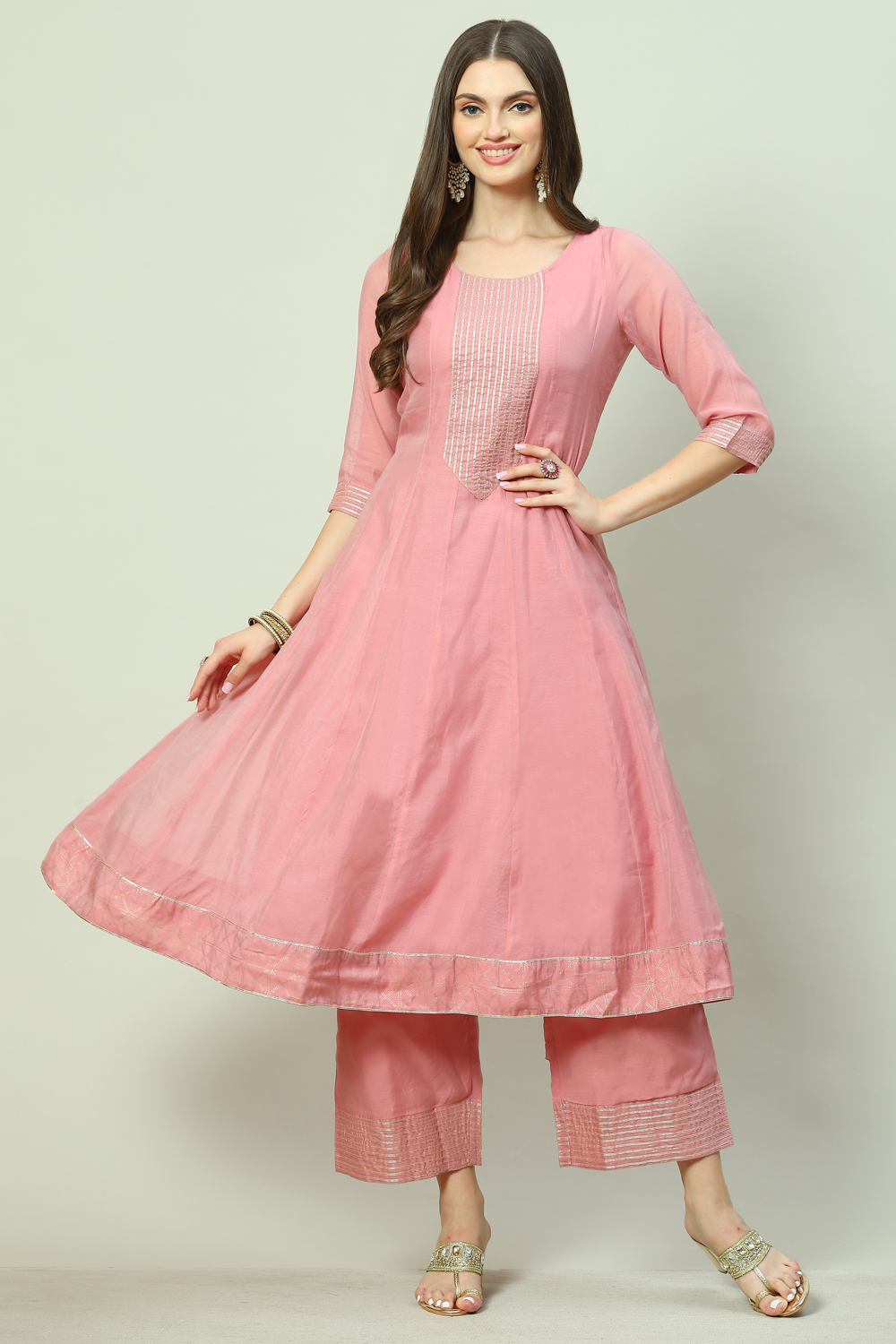 Green Art Silk Flared 2 Piece Set image number 5