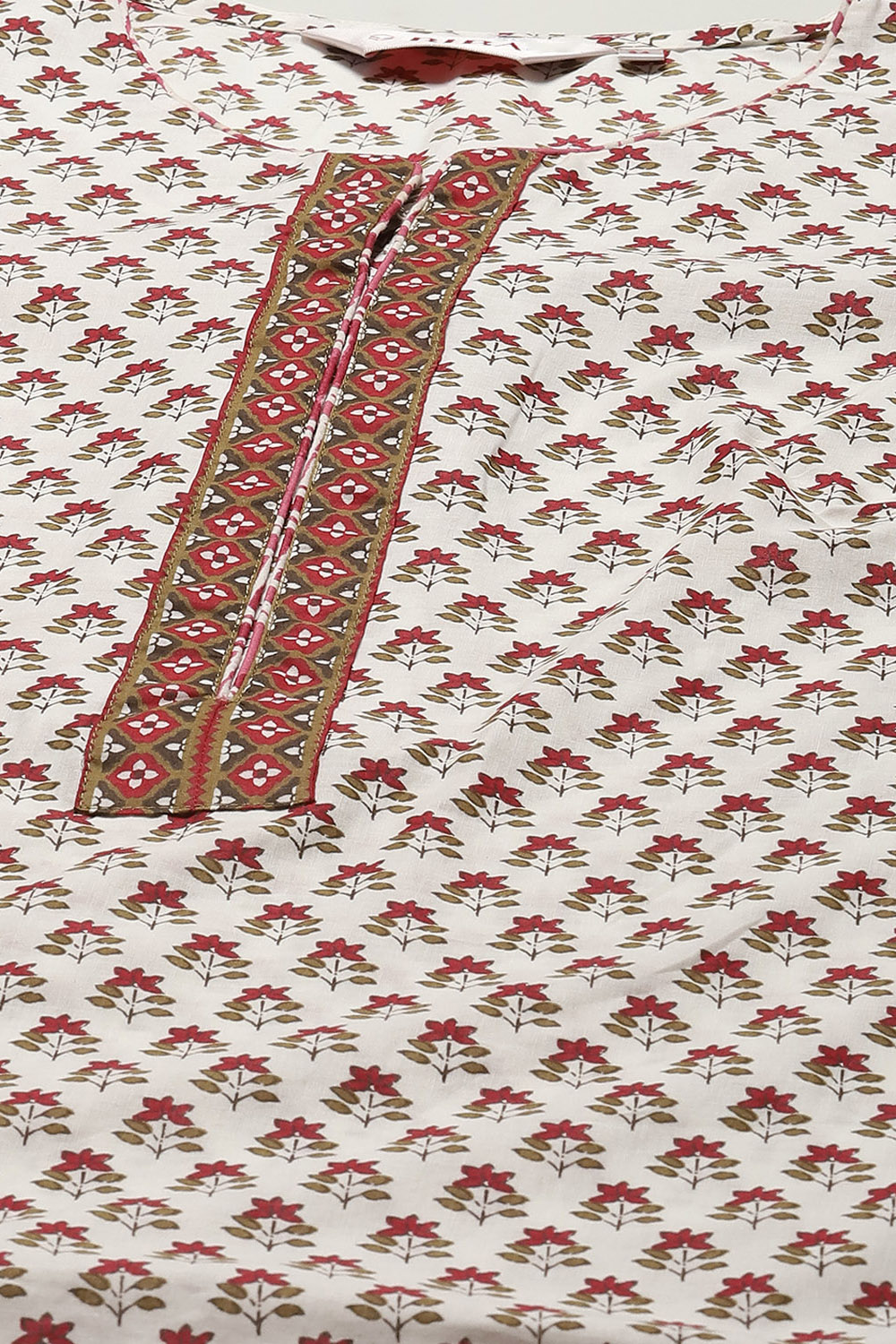 Off White Cambric Straight Kurta Palazzo Suit Set image number 1