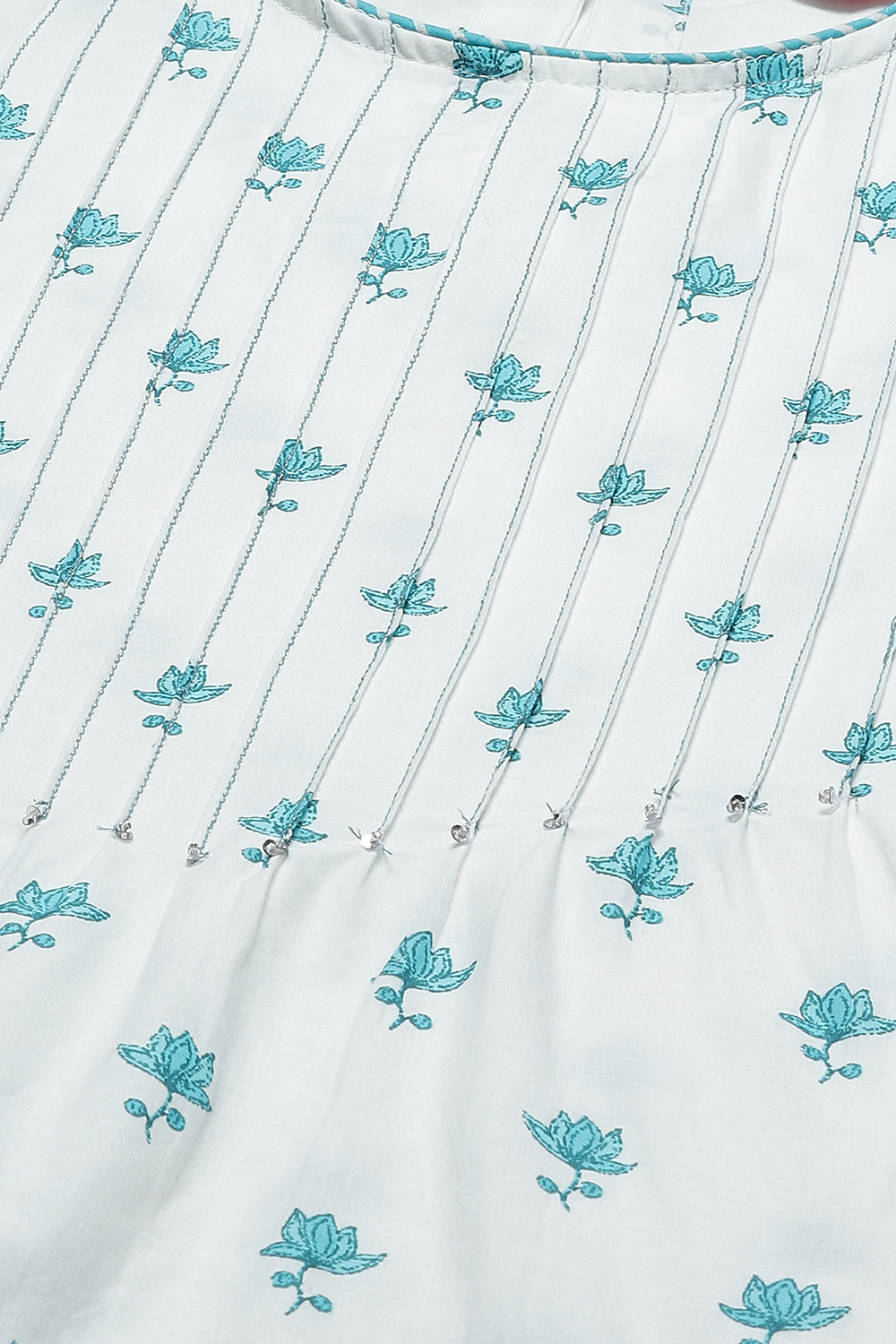 Sky Blue Cotton Straight Kurta image number 1