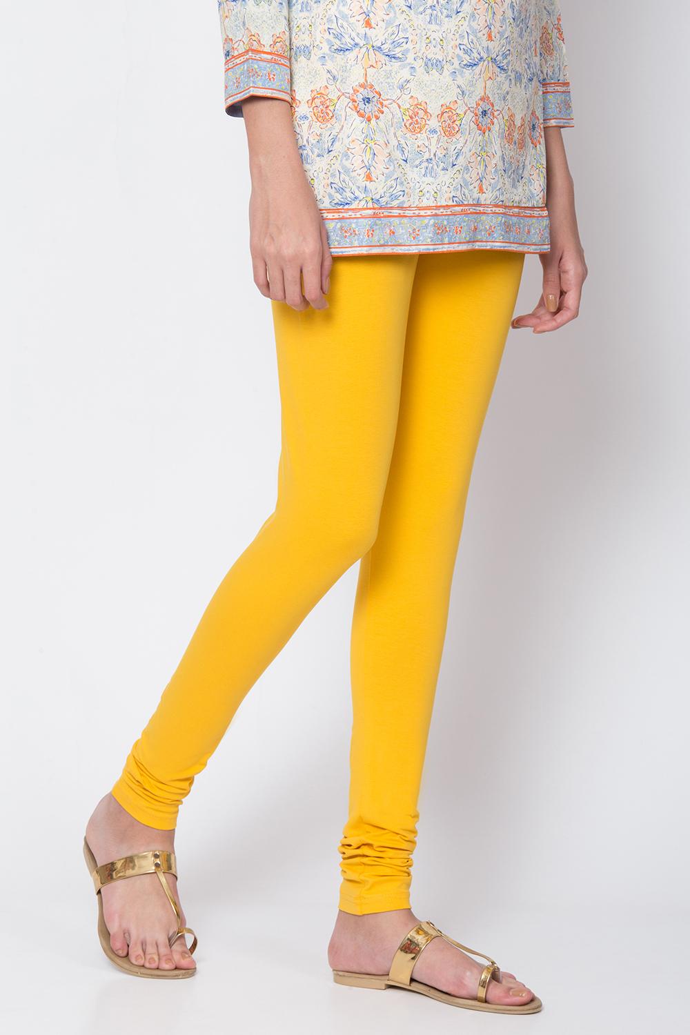 Camel Cotton Blend Solid Churidar image number 0