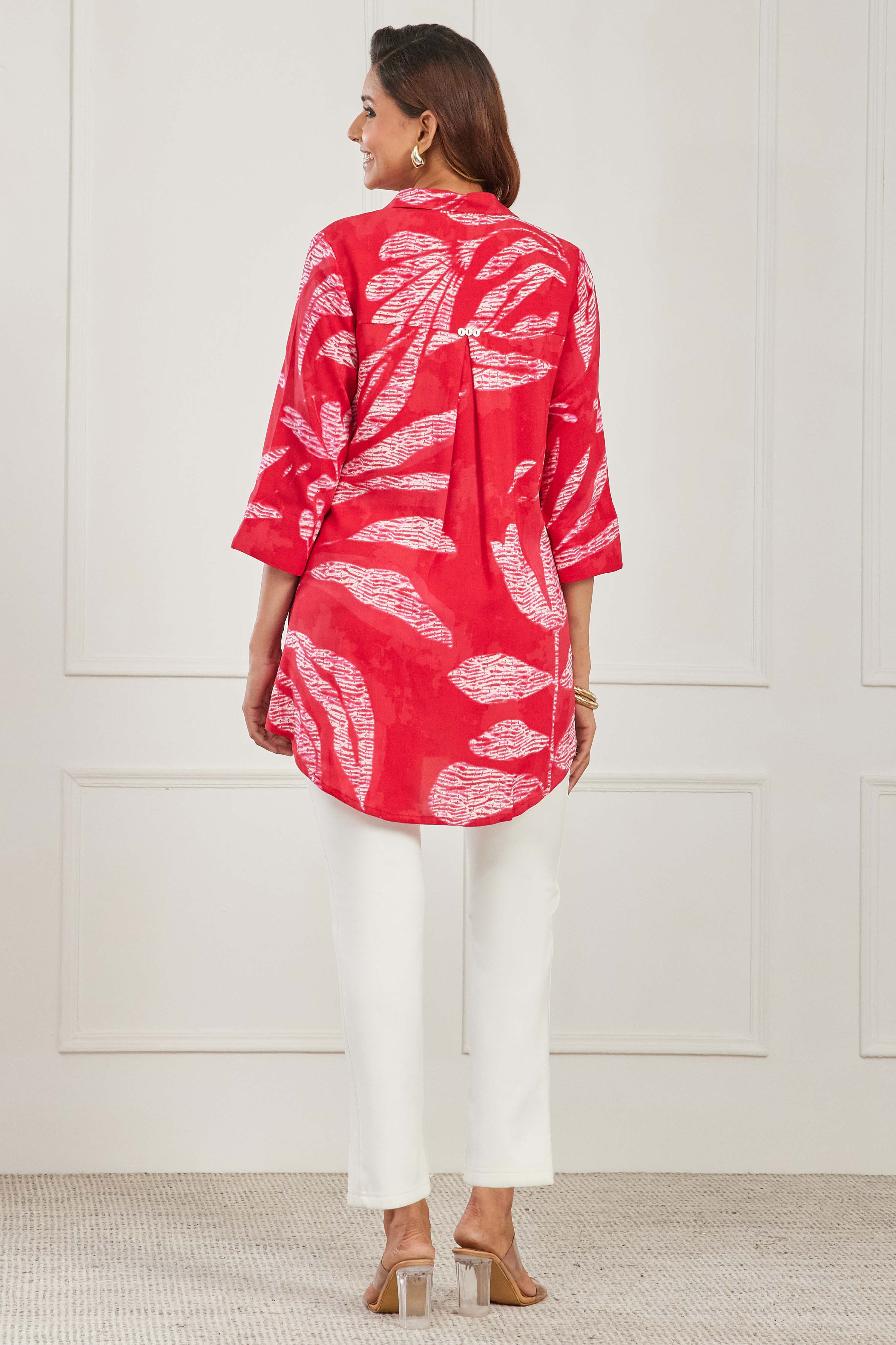 Red Viscose Rayon A Line Kurta image number 3