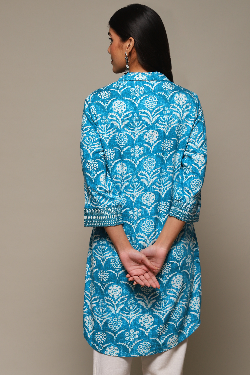 Blue LIVA Printed Kurti image number 4