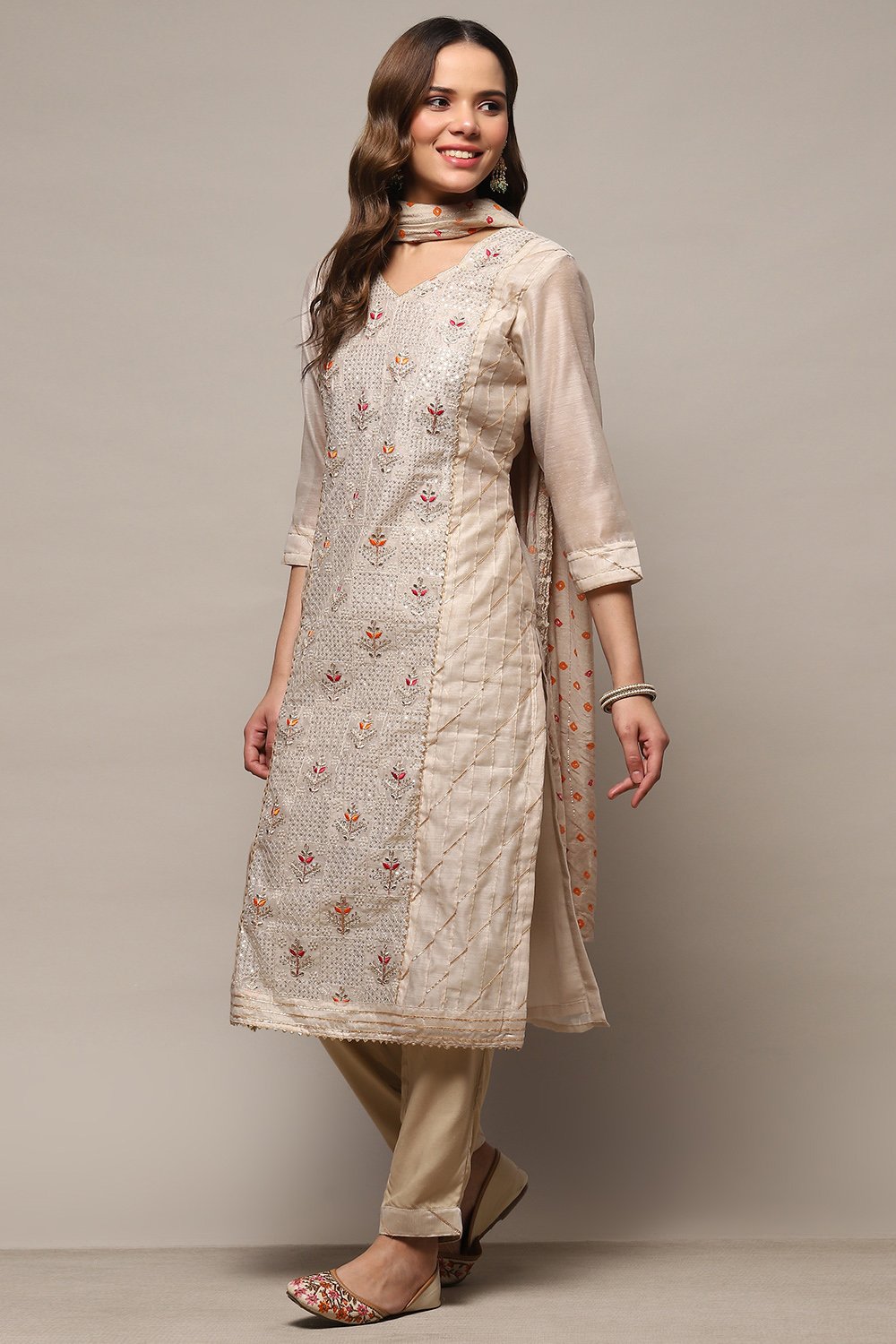 Pink Modal Unstitched Suit Set image number 5