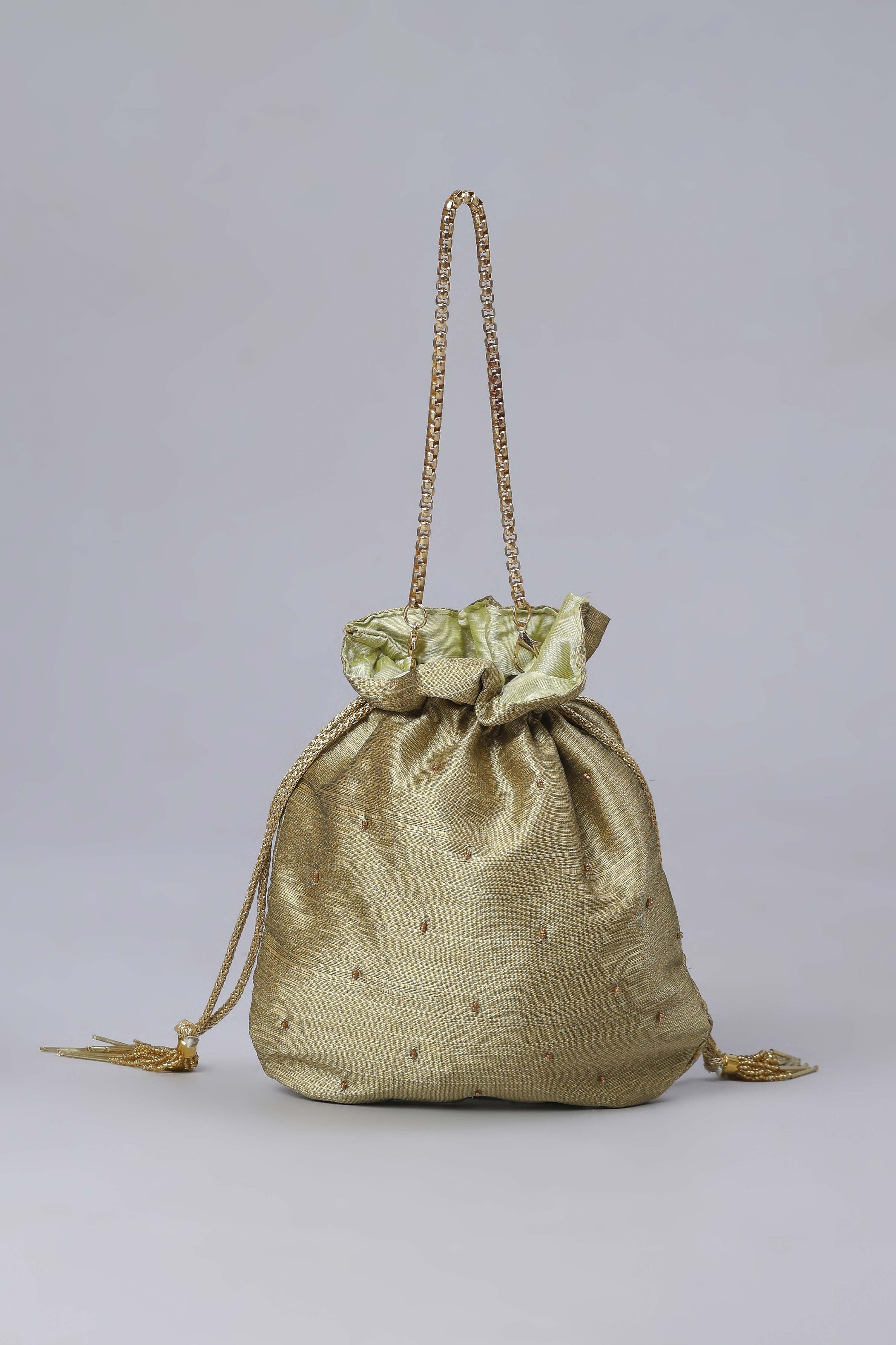 Dark Gold Fabric Potli Bag image number 2
