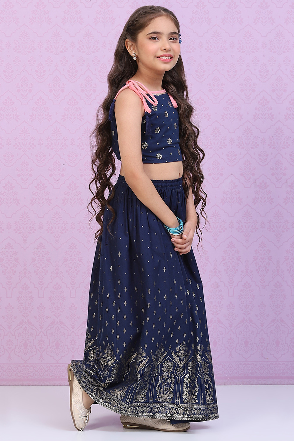 Blue Cotton Lehenga Set image number 5
