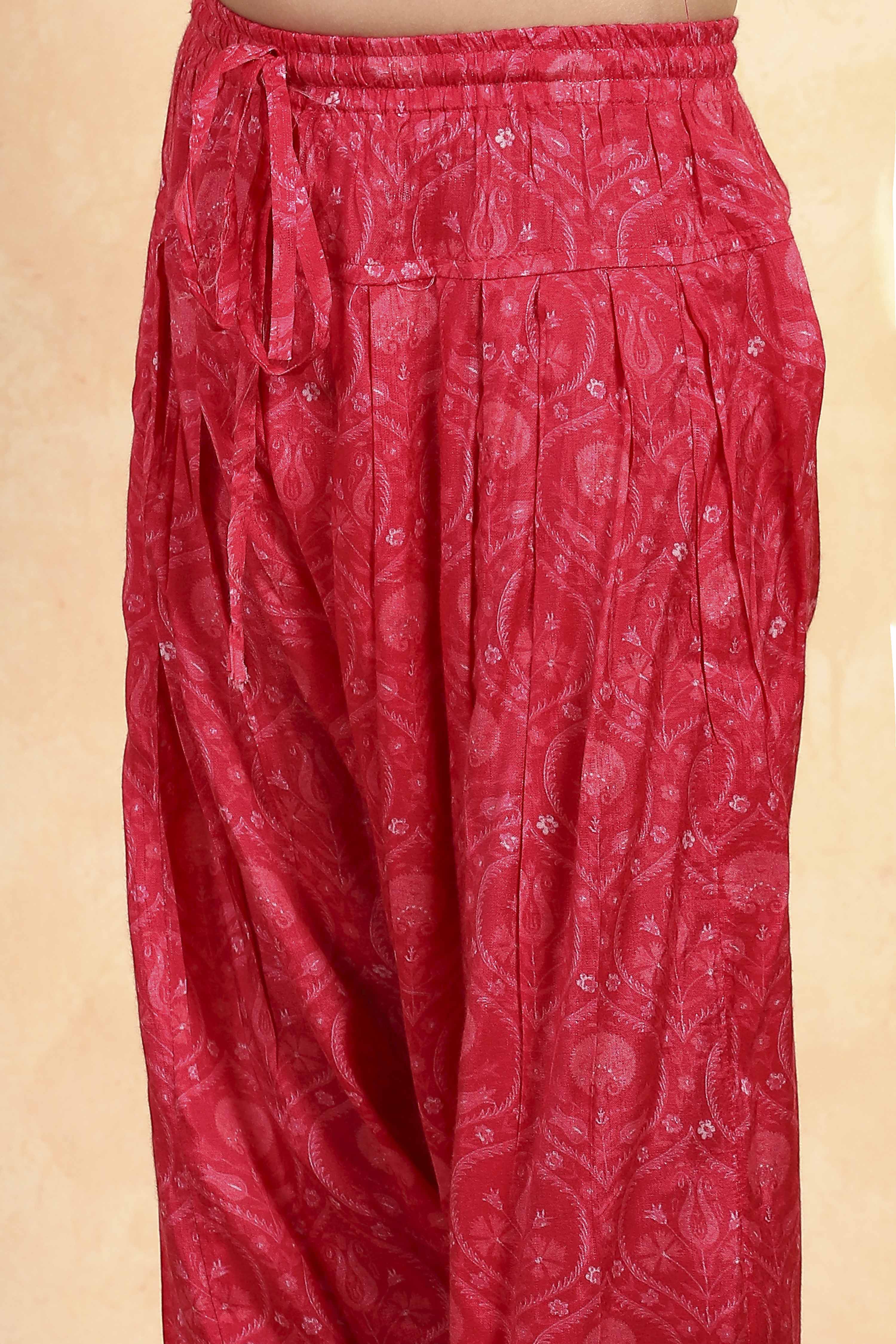 Pink Cotton Blend Printed Straight Suit Set image number 2