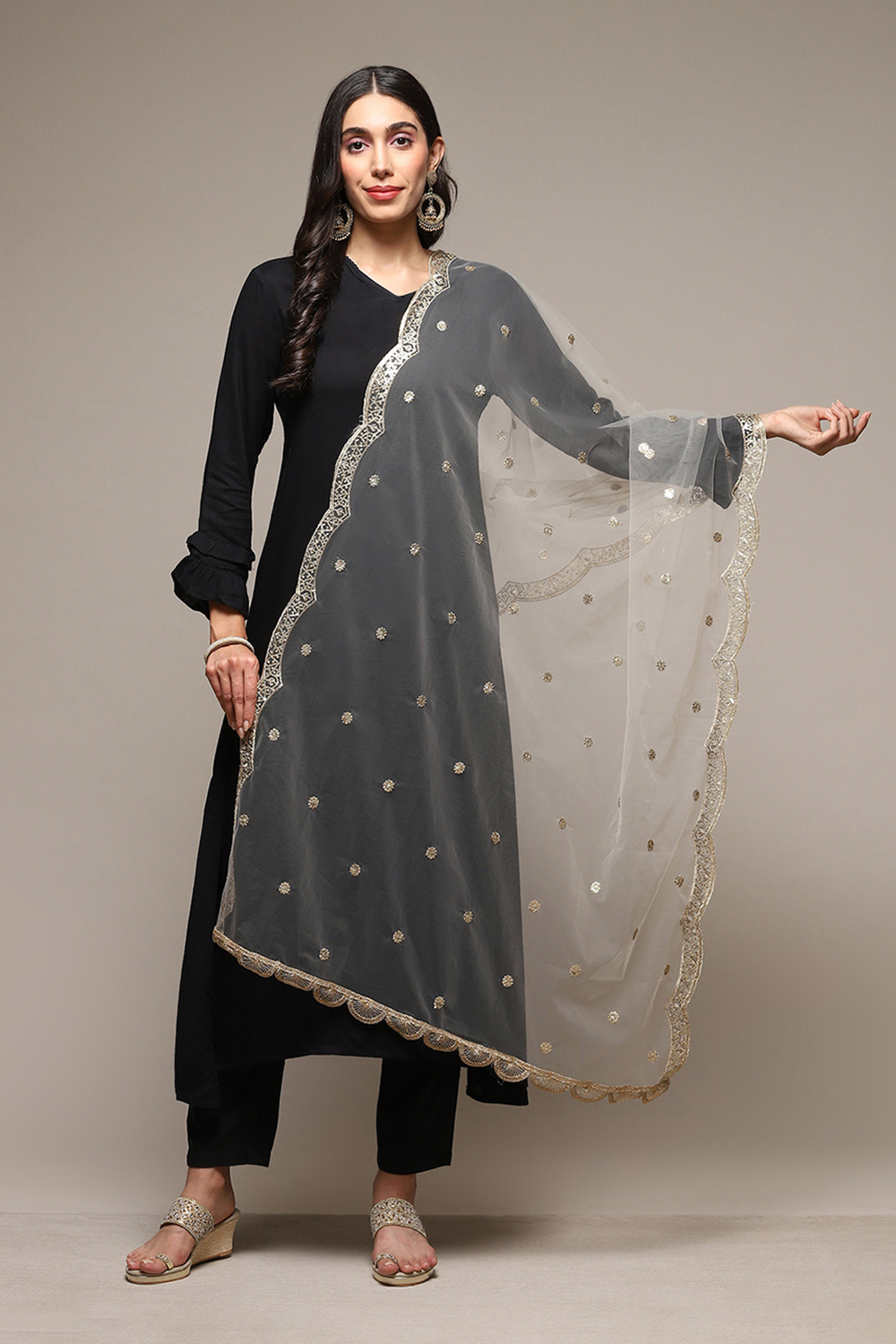 Beige Yarndyed Dupatta image number 2