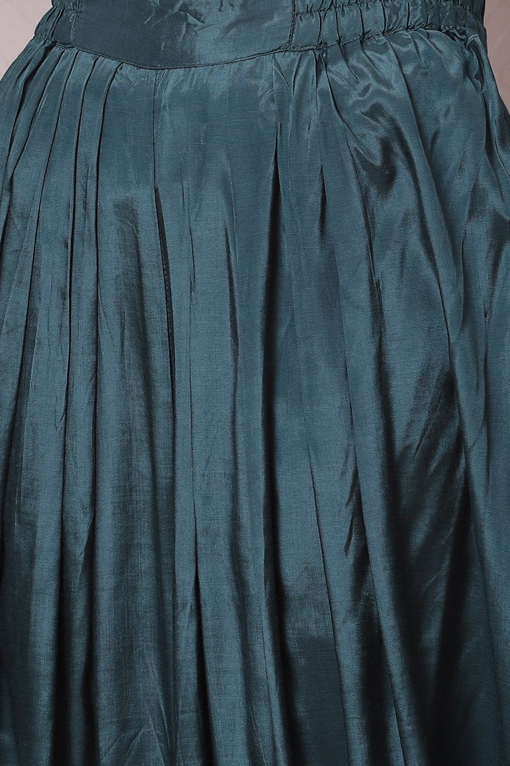 Teal Flared Cotton Silk Fusion Wear 2 Piece Set image number 5