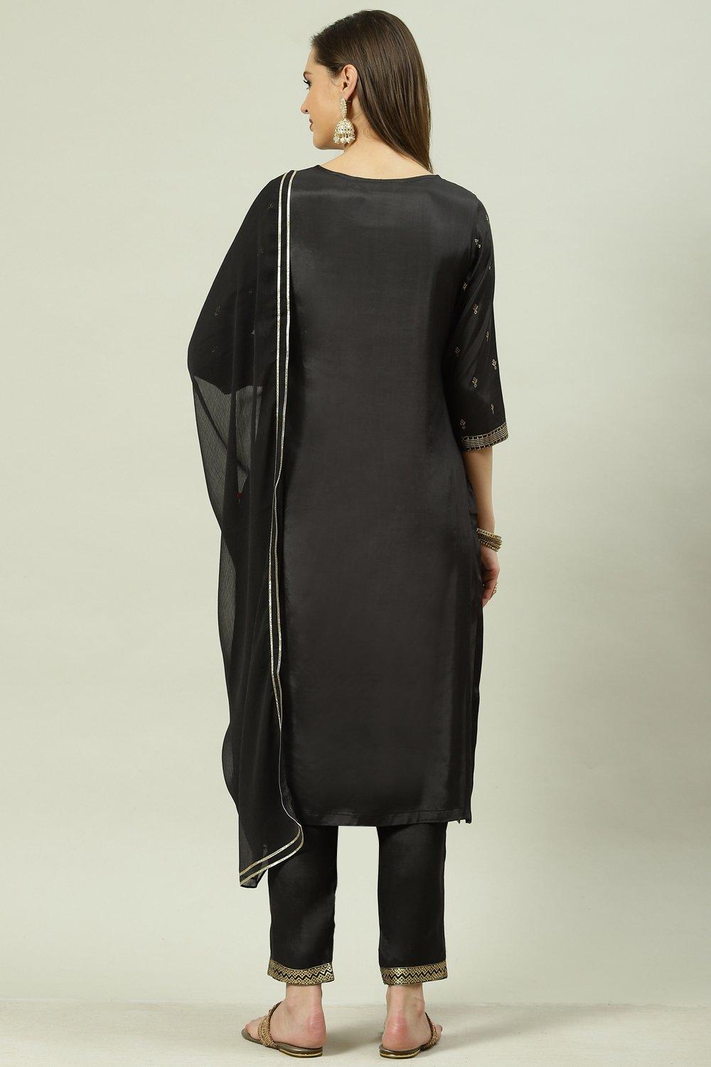 Orange Printed Viscose Straight Kurta Regular Pants Suit Set image number 4