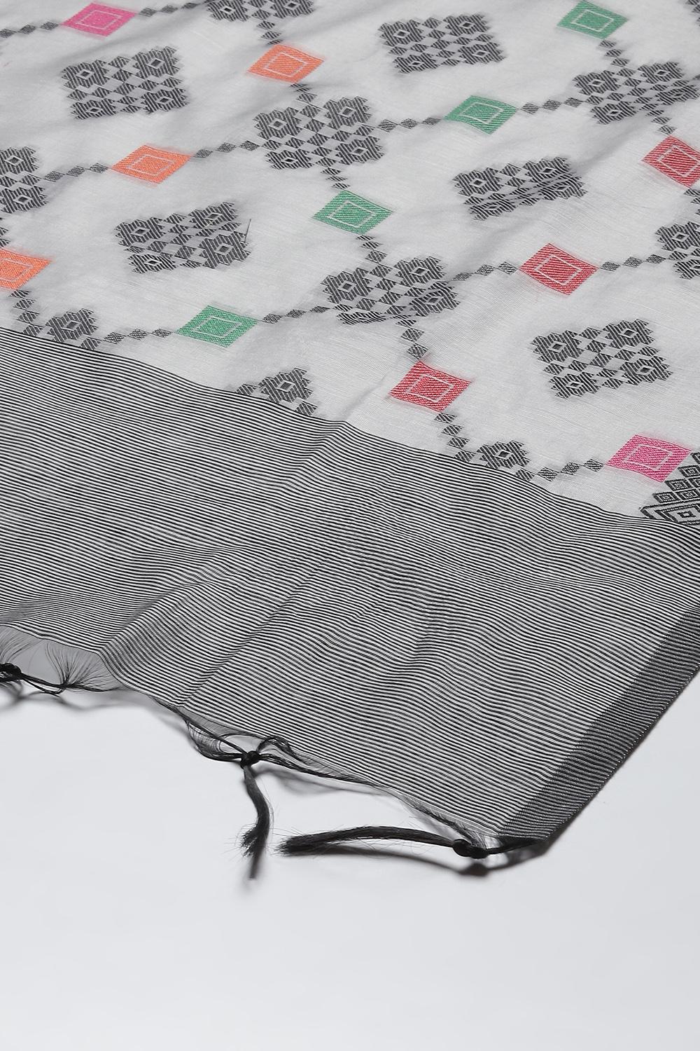 Grey Art Silk Yarndyed Dupatta image number 1