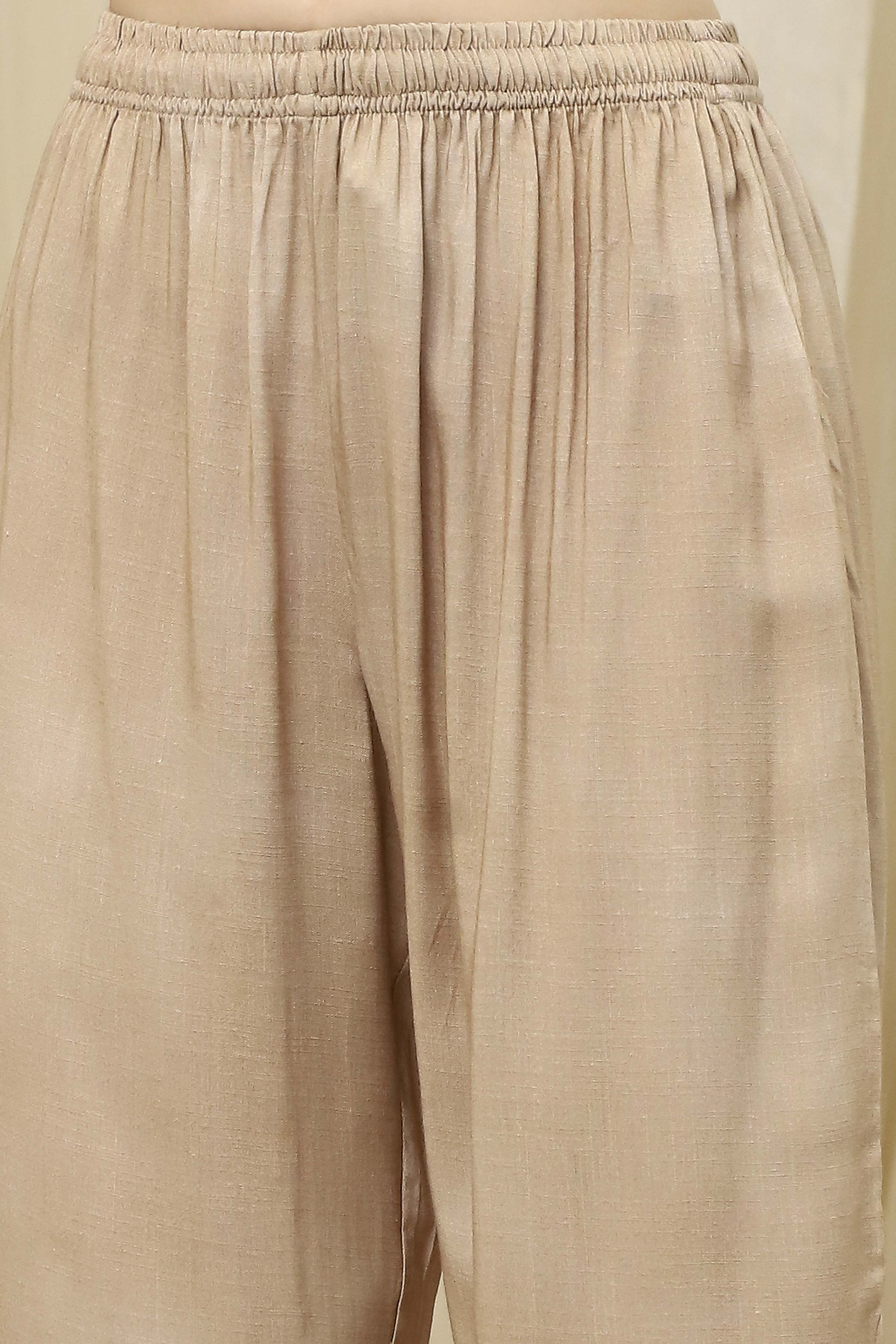 Grey and Beige Printed Straight Co-ord Set image number 2