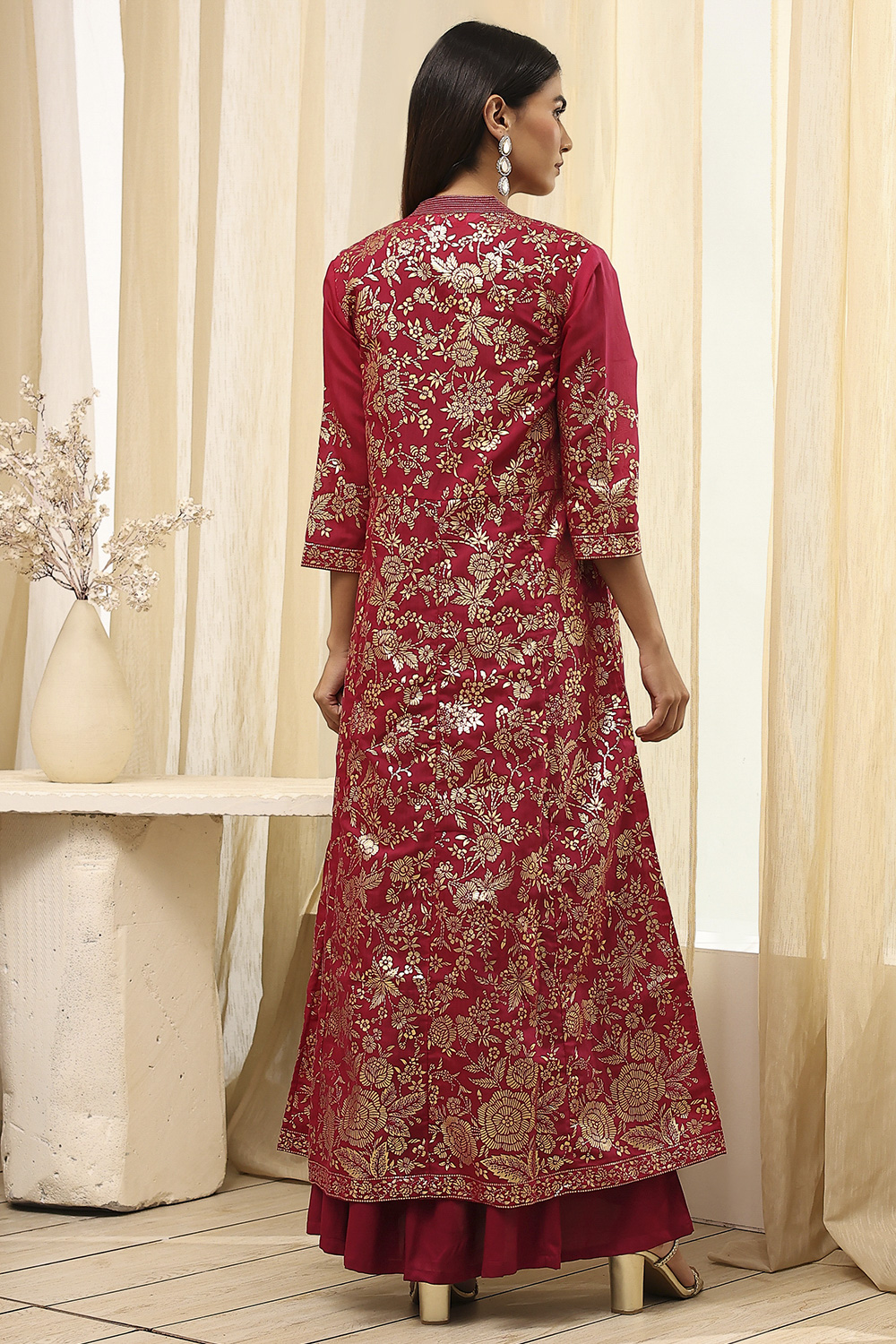 Charcoal Art Silk with Cape Printed Dress image number 5