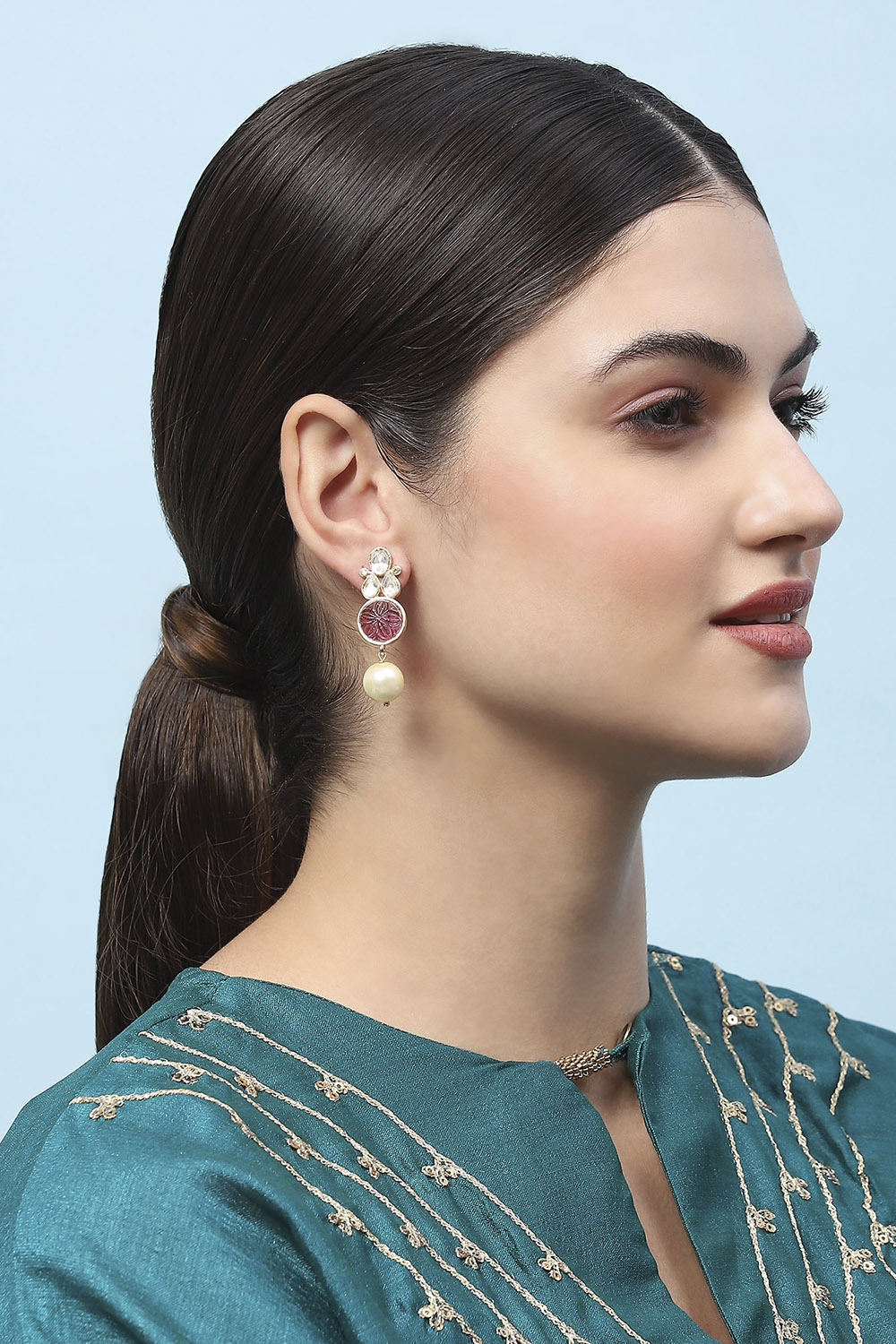 Pink Stone Statement Earrings image number 1
