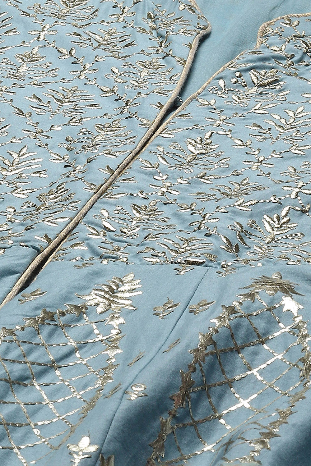 Pastel Blue Cotton Anarkali Kurta Sharara Suit Set image number 1