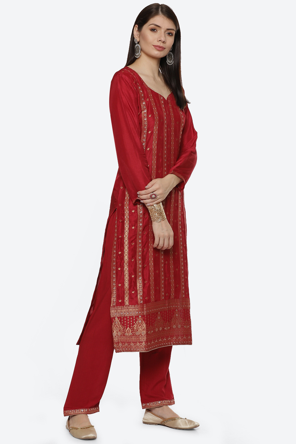 Blue Silk Blend Digital Print Unstitched Suit Set image number 5