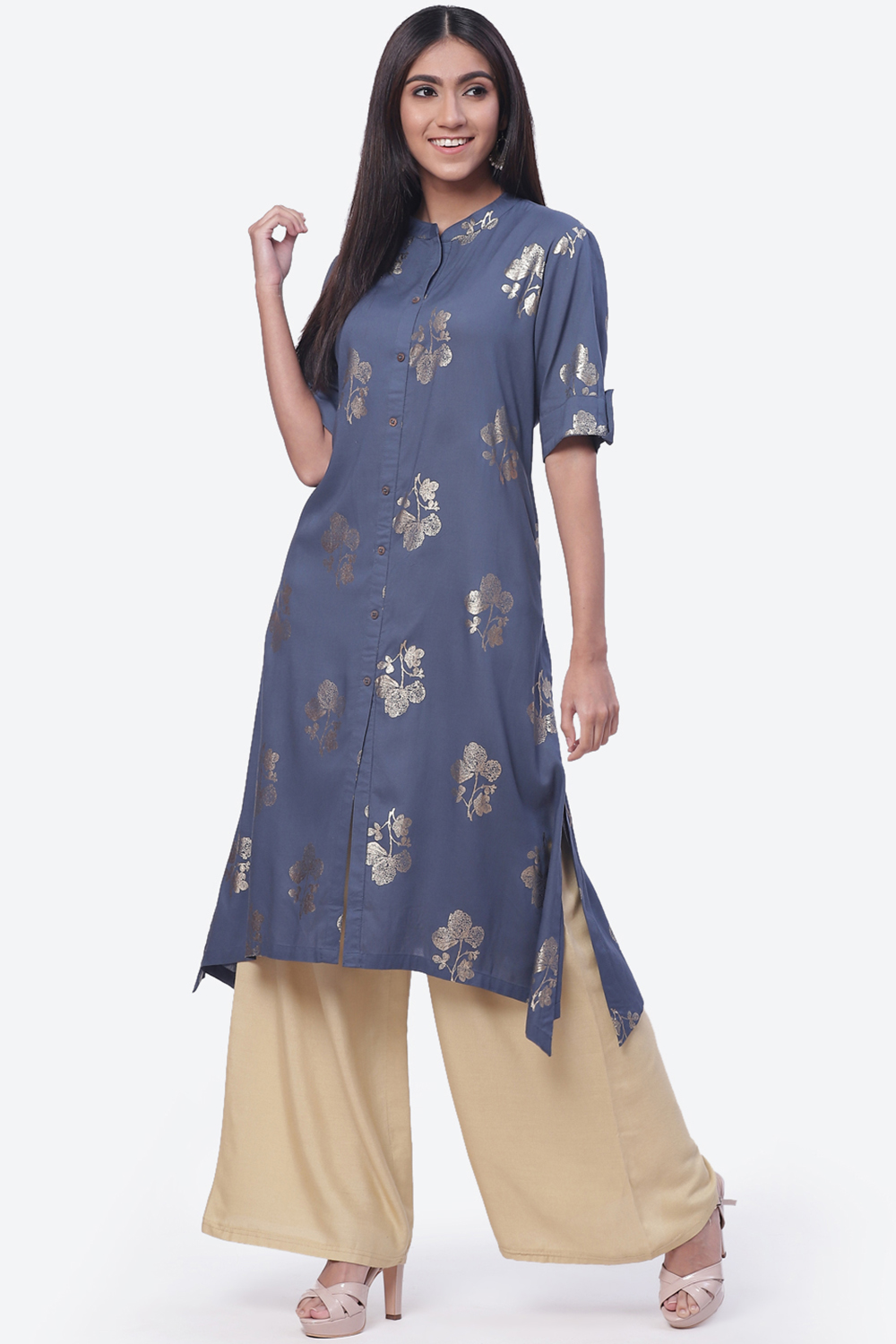 Fuchsia Rayon Asymmetric Kurta image number 2