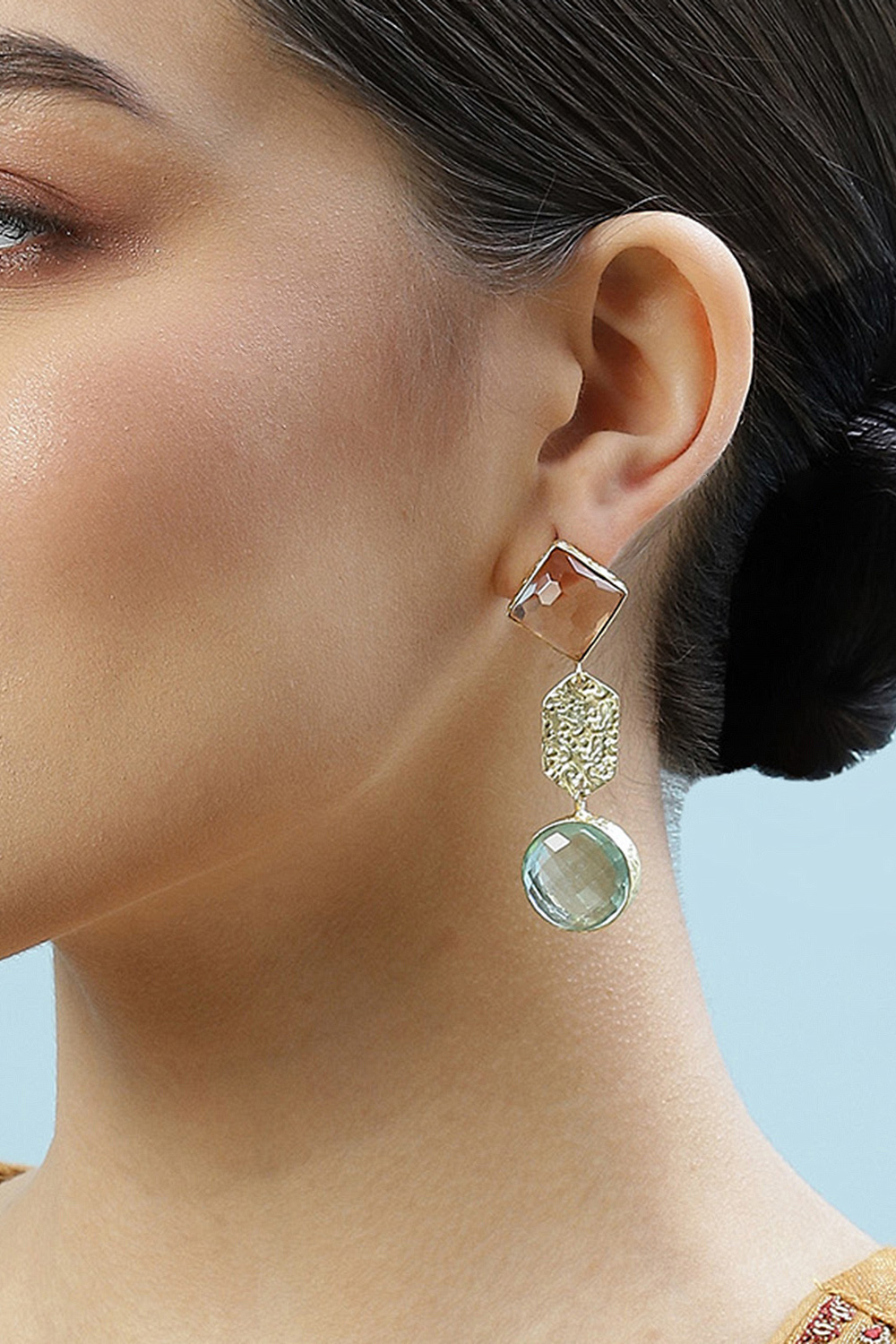 Brown Green Brass Earrings image number 1