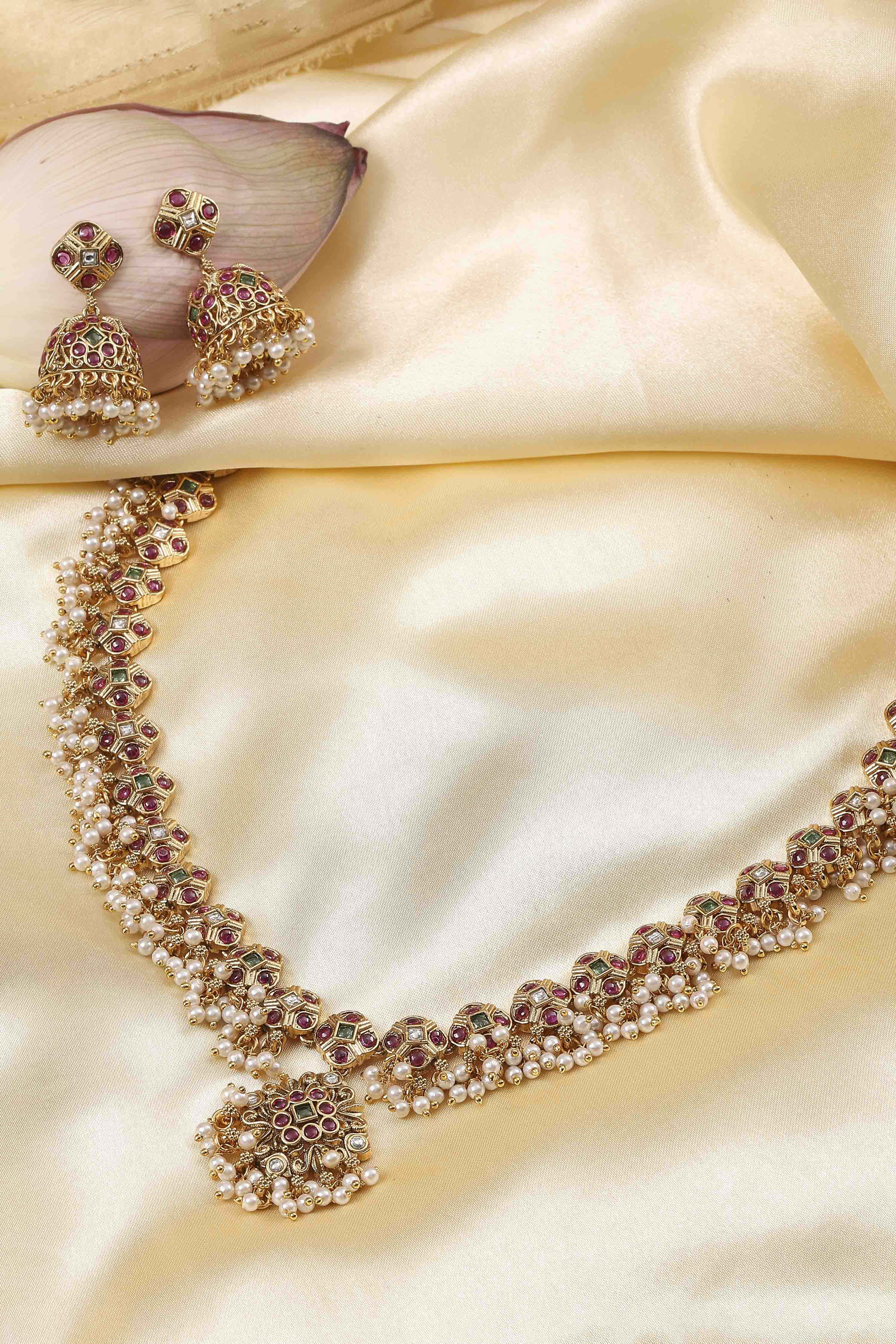 Multicolor Brass Necklace Set image number 0