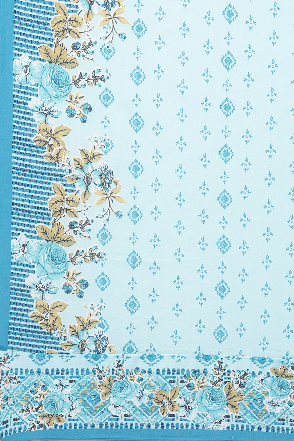 Aqua Blue Cotton Anarkali Kurta Churidar Suit Set image number 2
