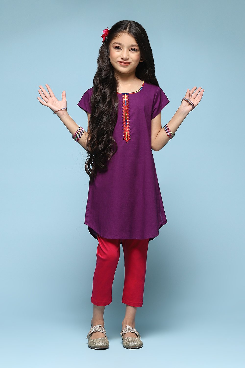 Blue Cotton Straight Solid Kurta Set image number 6