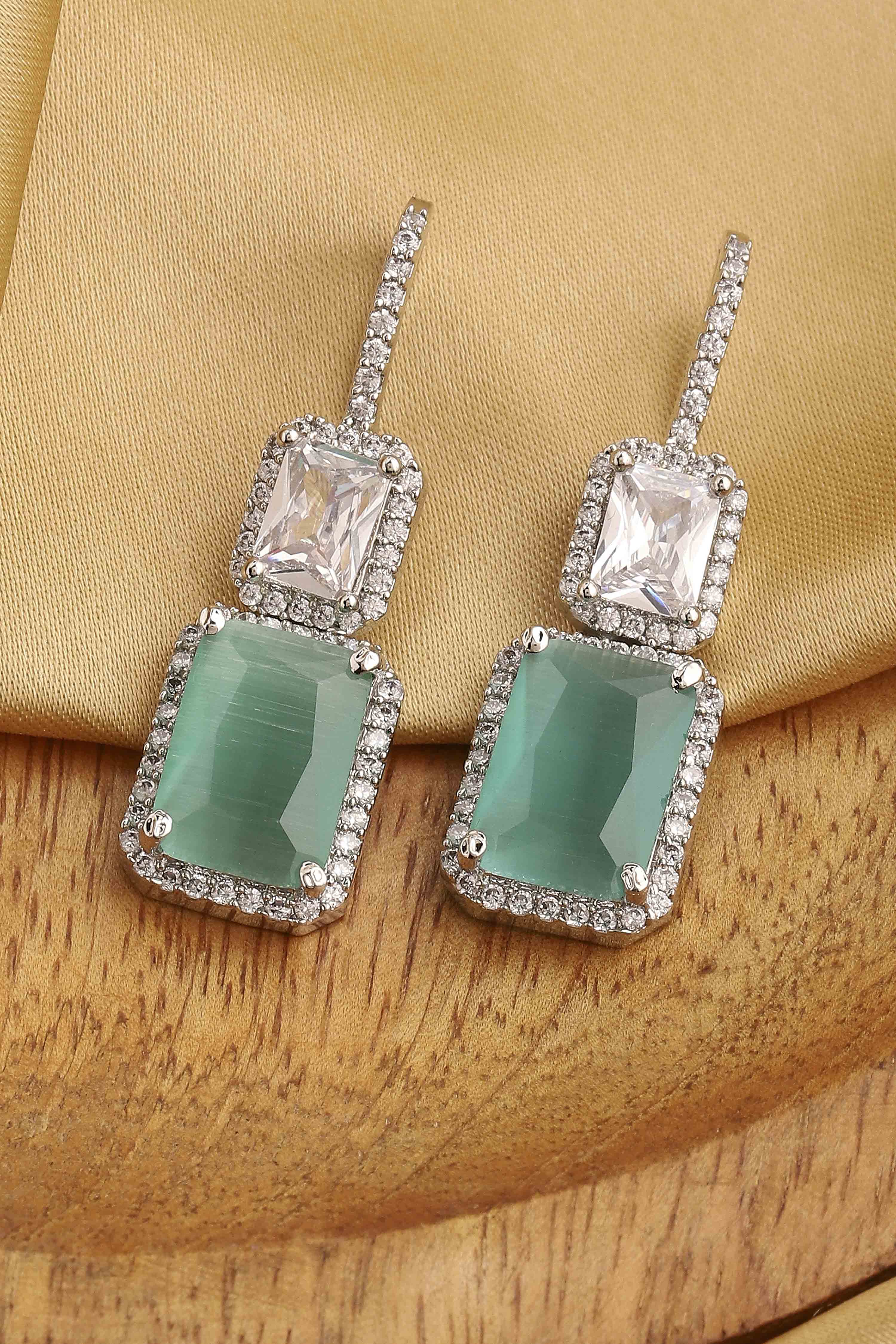 Mint Green Stone Earrings image number 0
