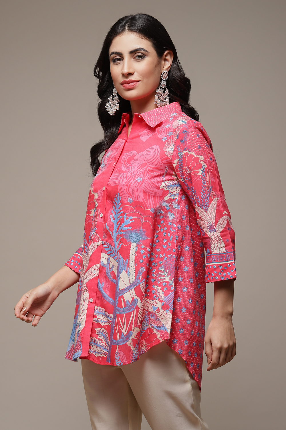 Ecru Rayon Printed Shirt image number 3