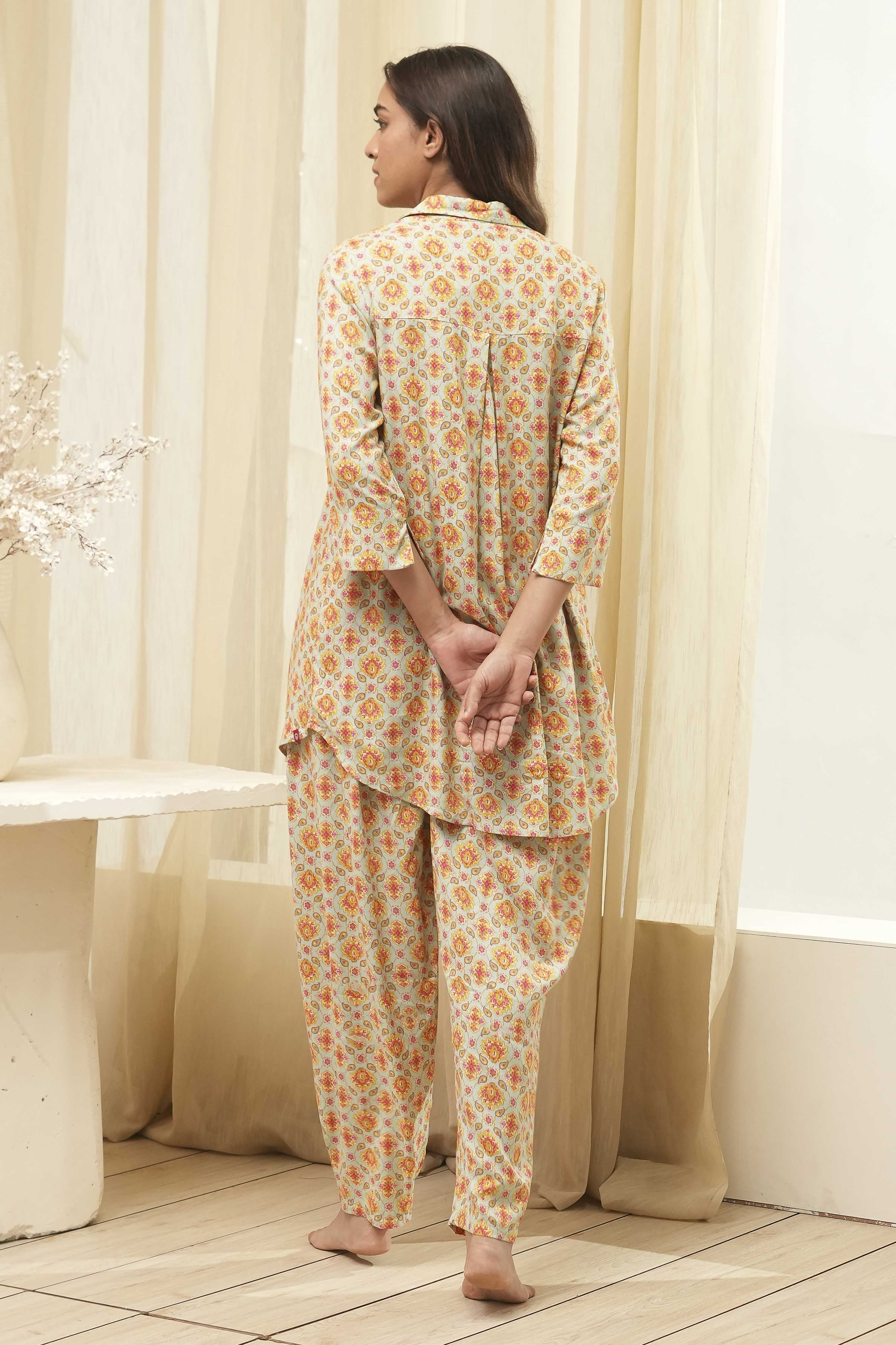 Powder Blue Rayon Printed 2 Piece Sleepwear Set image number 4