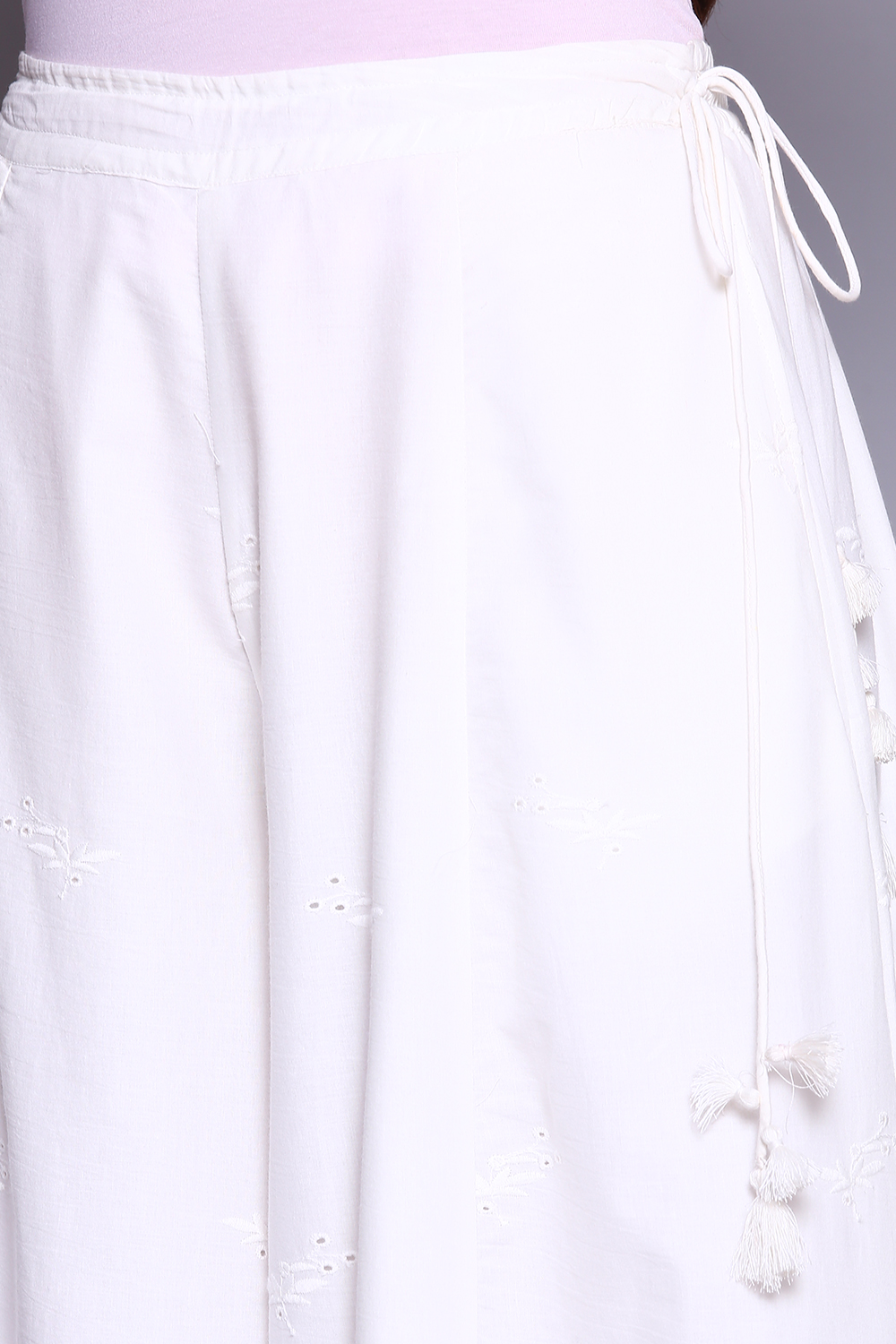 White Cotton Flared Palazzo Pants image number 1