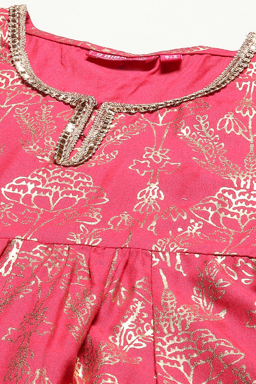 Berry Pink Rayon Flared Printed Kurta Set image number 1