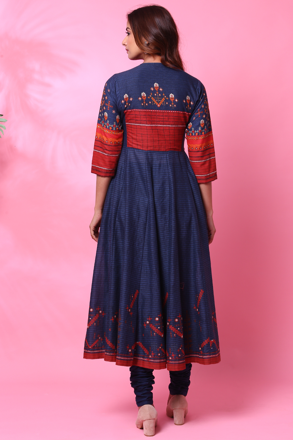 Blue Cotton Anarkali Kurta Churidar Suit Set image number 7