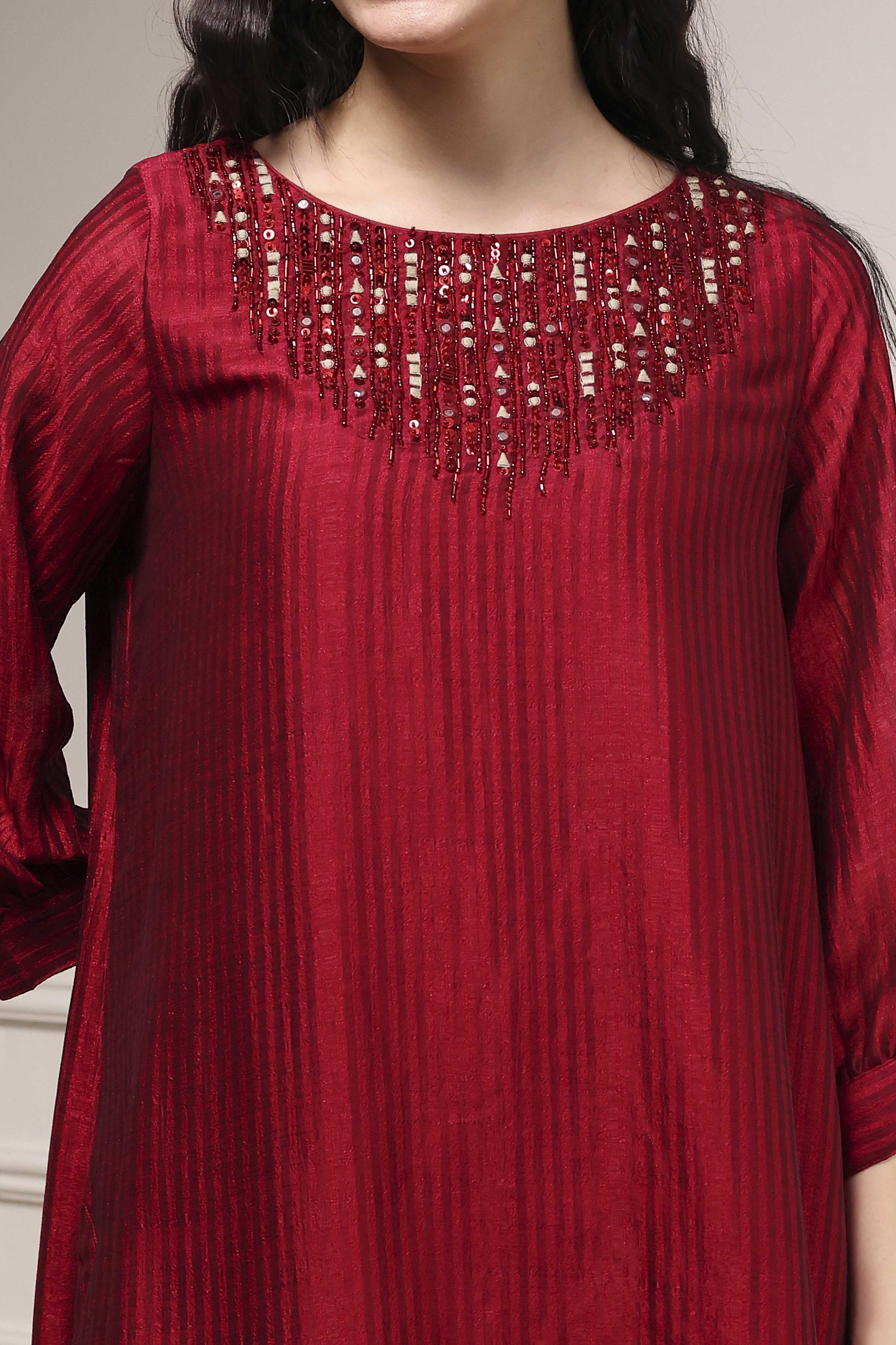 Blue Self-Designed Straight Kurta Set image number 1