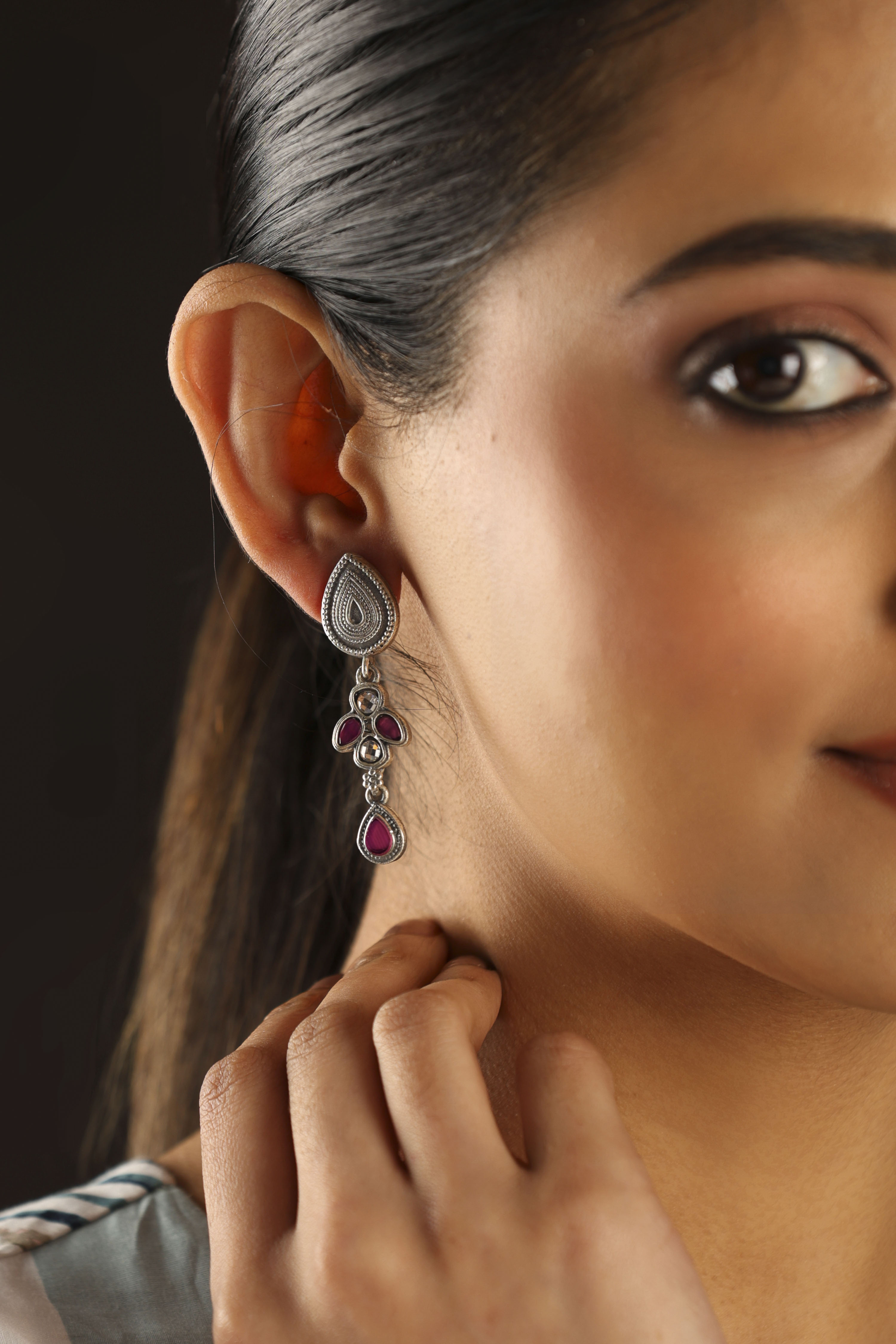 Dark Pink Brass Drop & Danglers image number 1