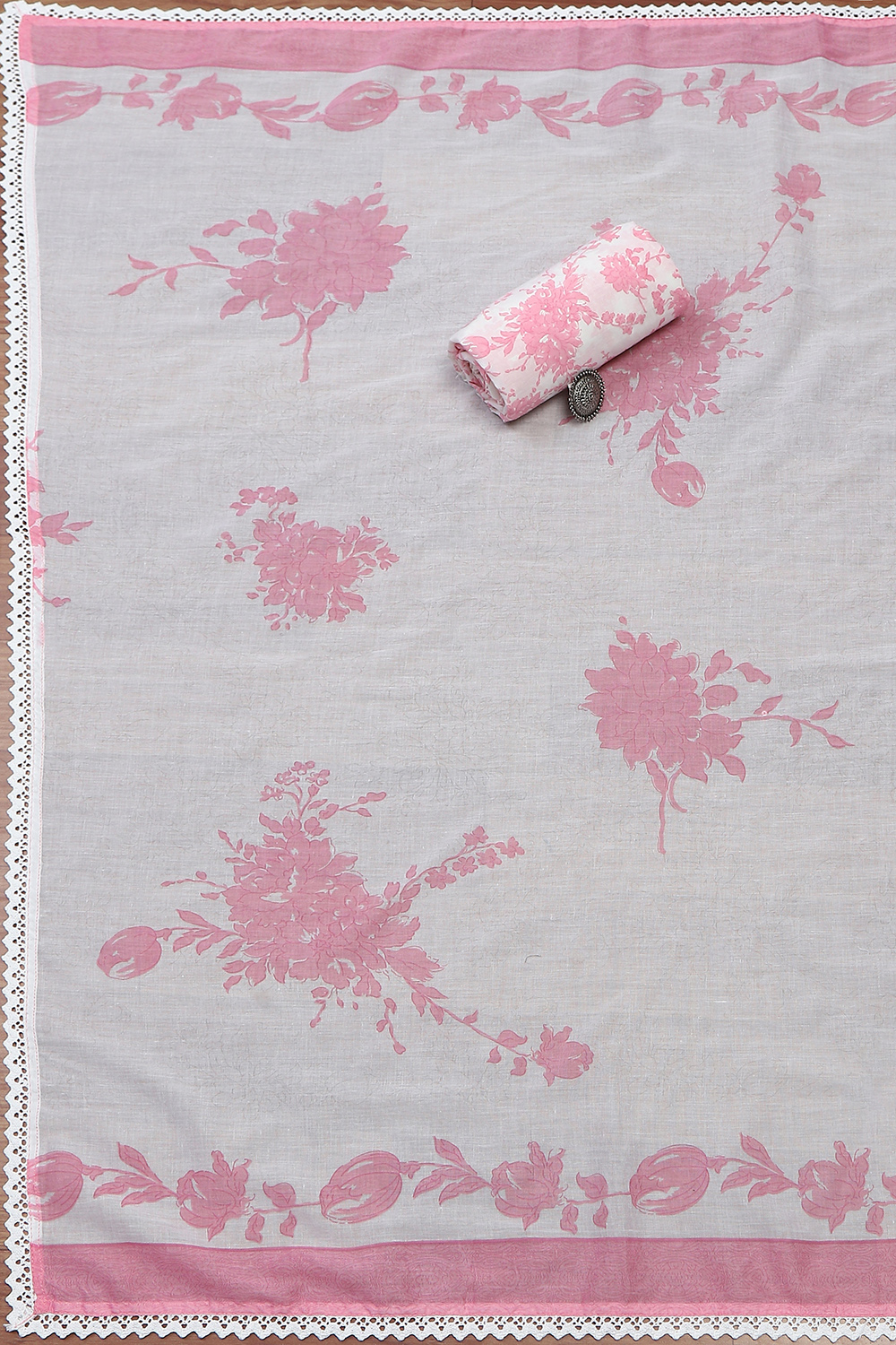 Peach Cotton Hand Embroidered Unstitched Suit Set image number 3