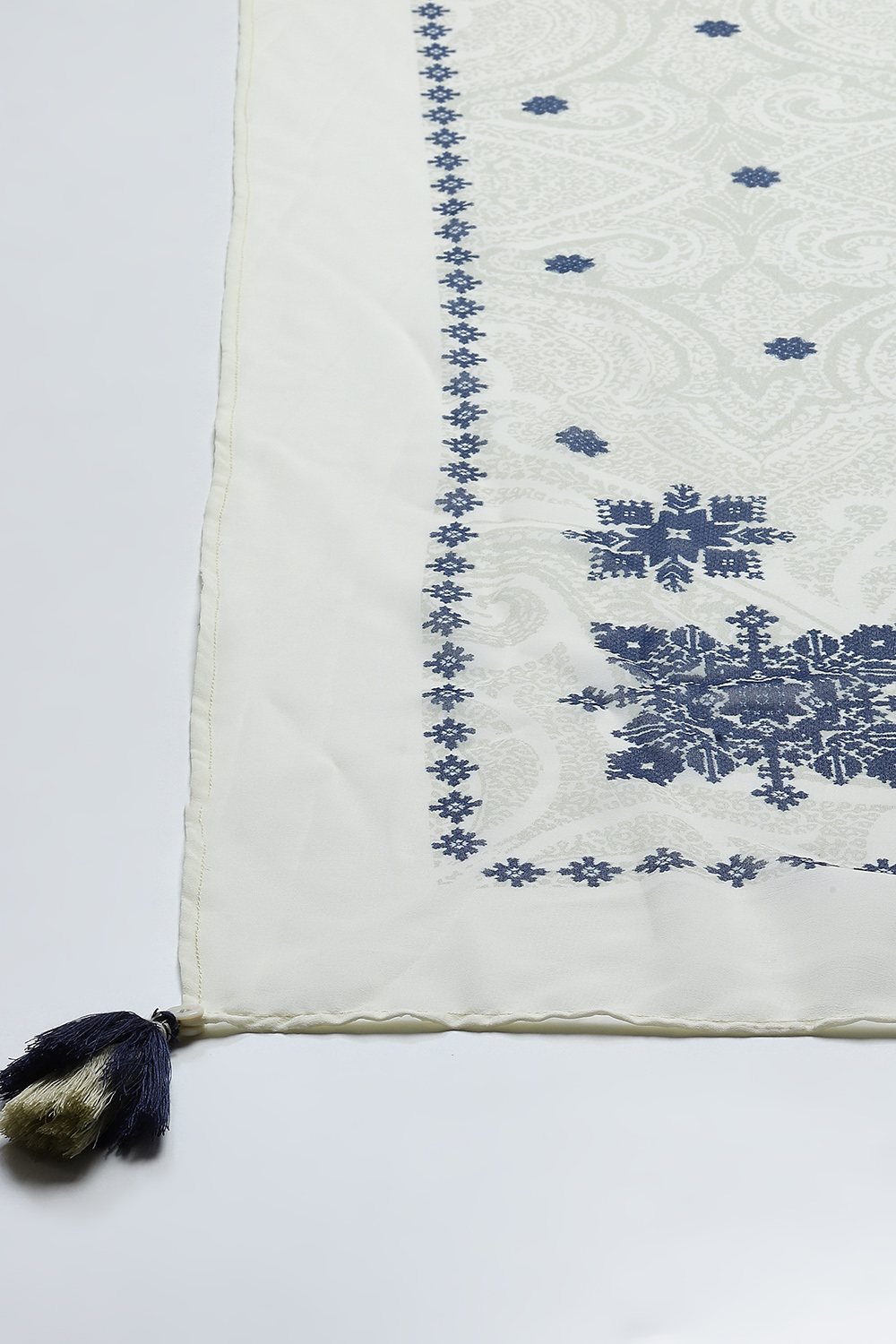 Ecru LIVA A-Line Fusion Printed Dress image number 2