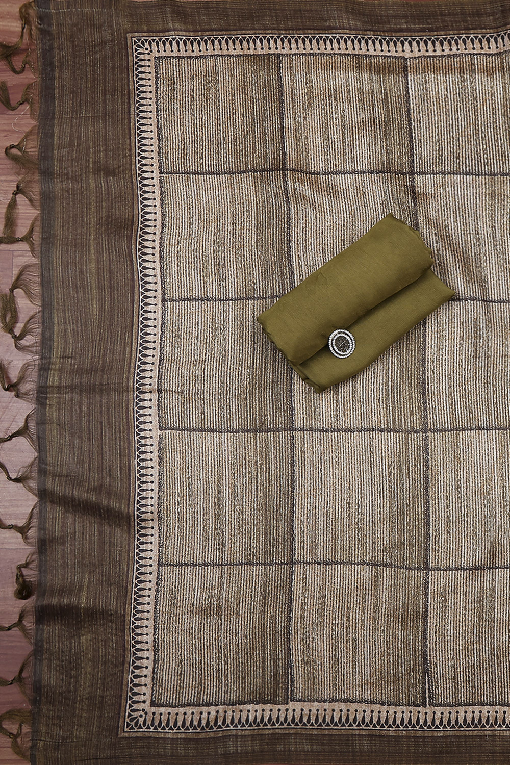 Wine Silk Blend Printed Unstitched Suit Set image number 3