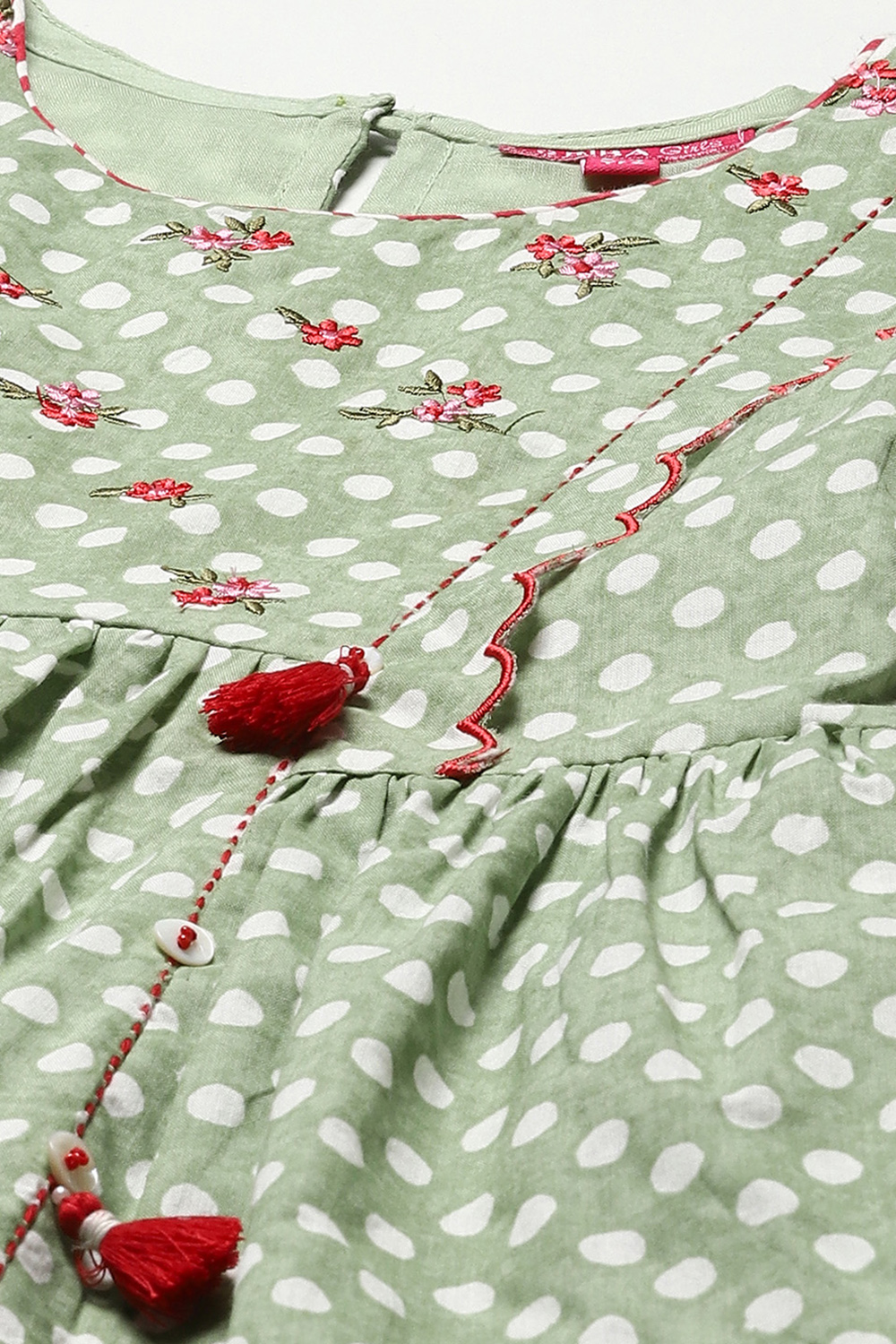 Green Cotton Flared Kurta Straight Palazzo Suit Set image number 1