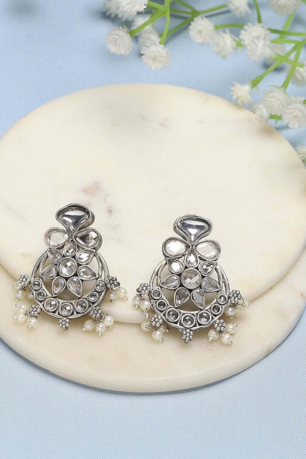 White Pearl Statement Earrings image number 0