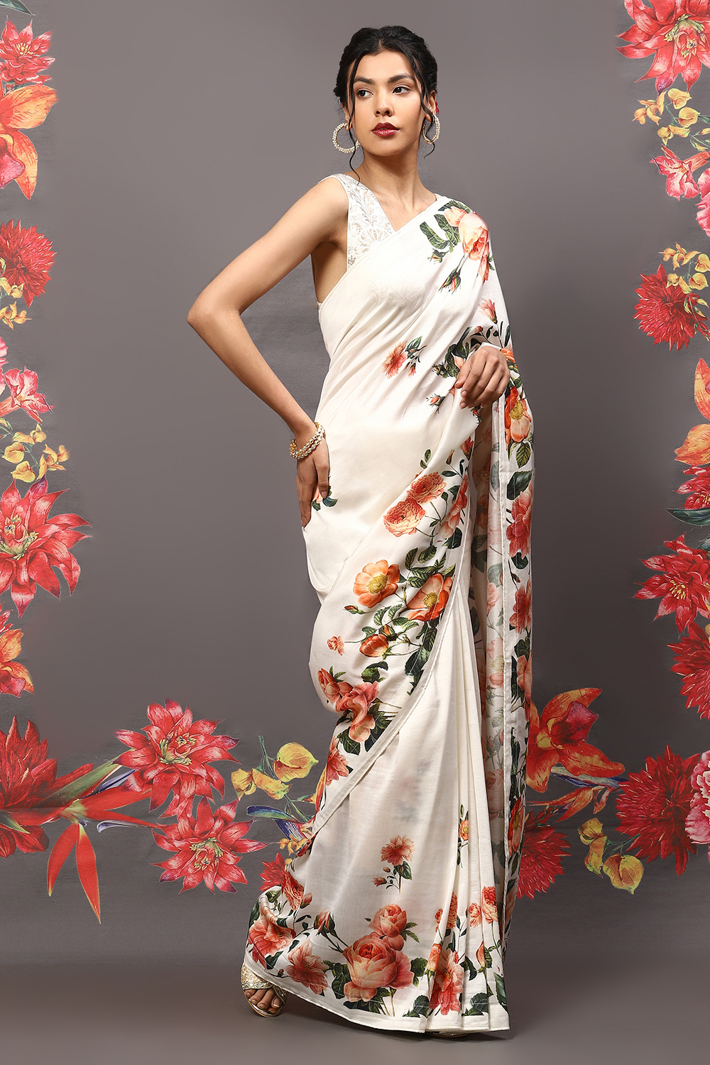 Black Cotton Blend Saree image number 4
