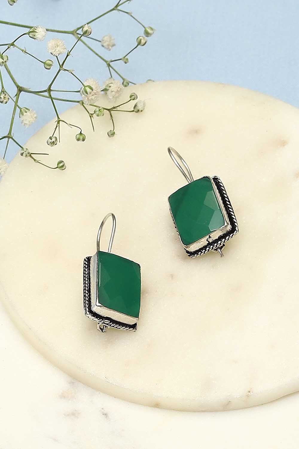 Green Brass Earrings image number 0